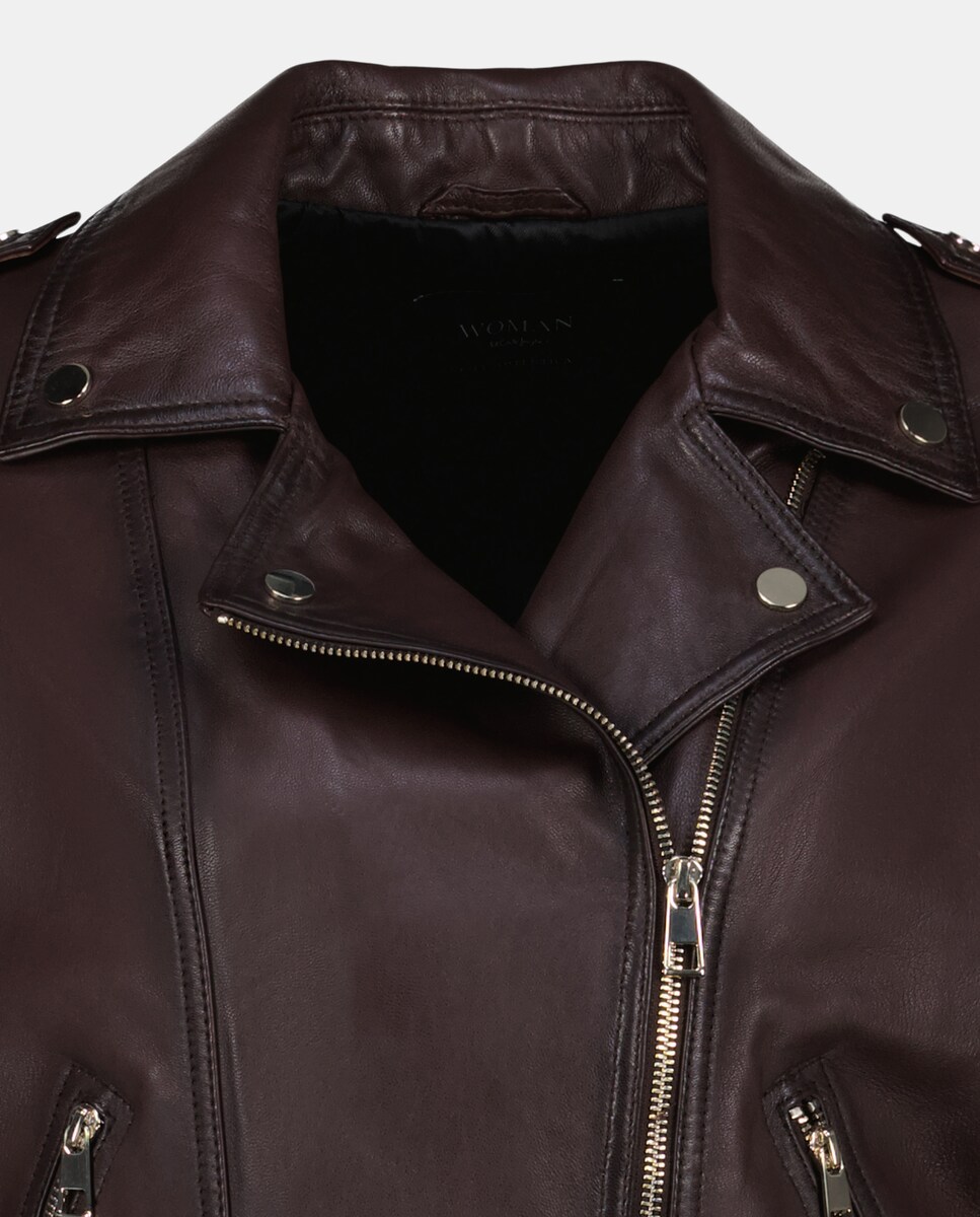 Blusão Biker com Lavagem Castanho-5