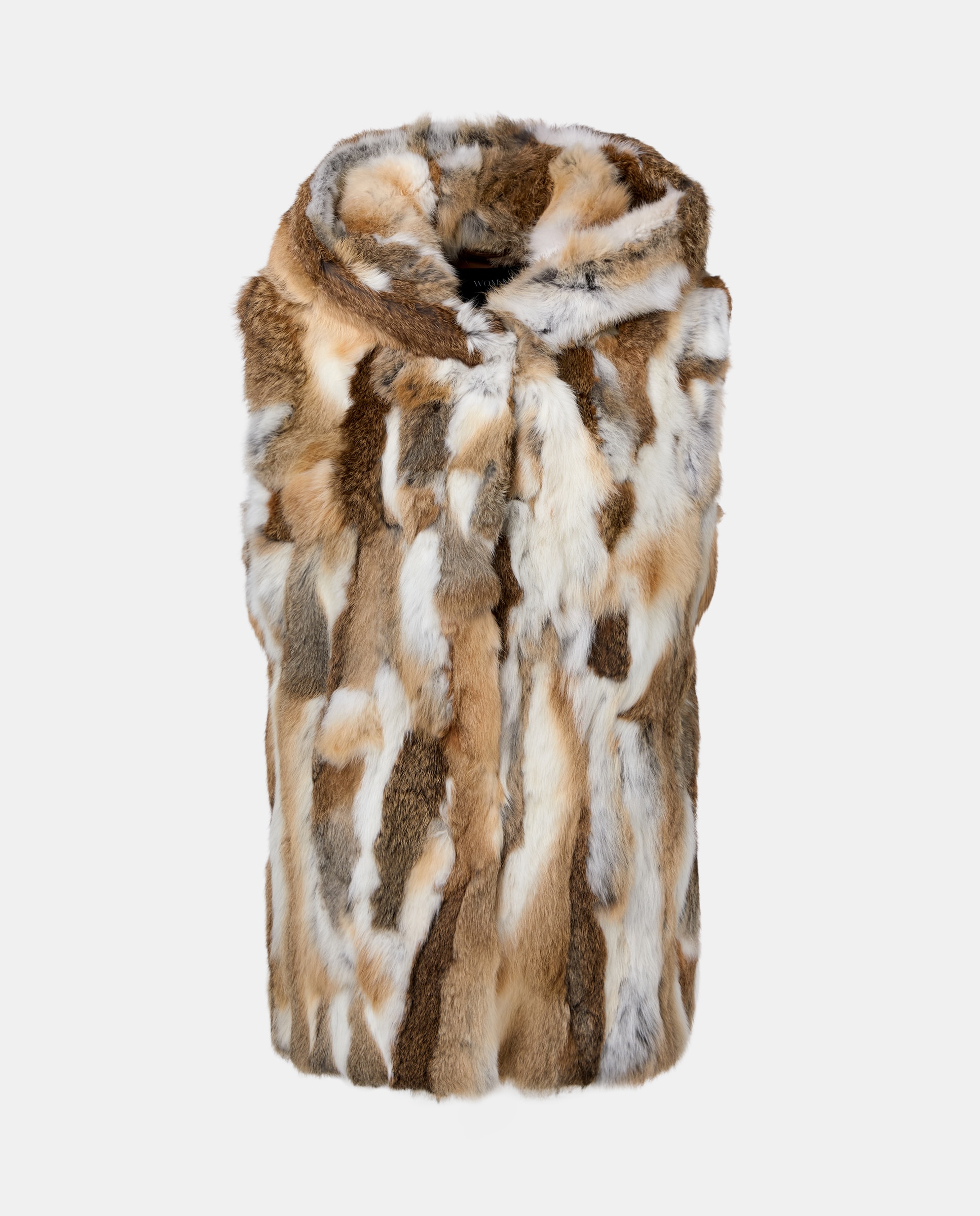 Colete de Pelo de Coelho com Pompons Branco-4