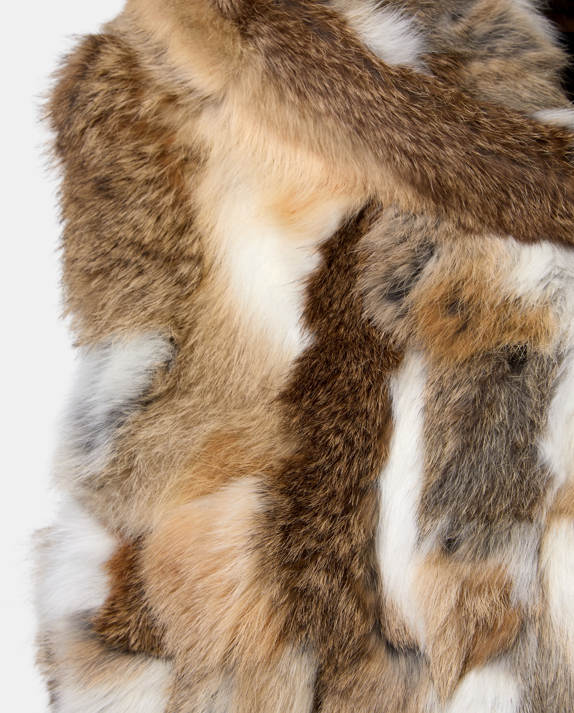 Colete de Pelo de Coelho com Pompons Branco-5