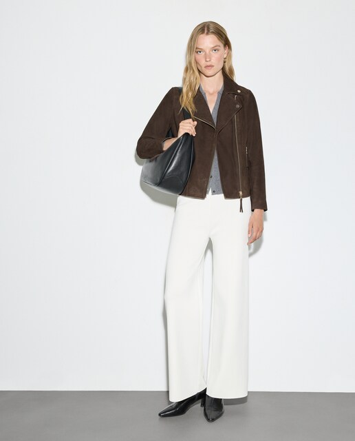 Imagem 0 de Blusão Biker de Camurça com Fecho de Correr Cruzado