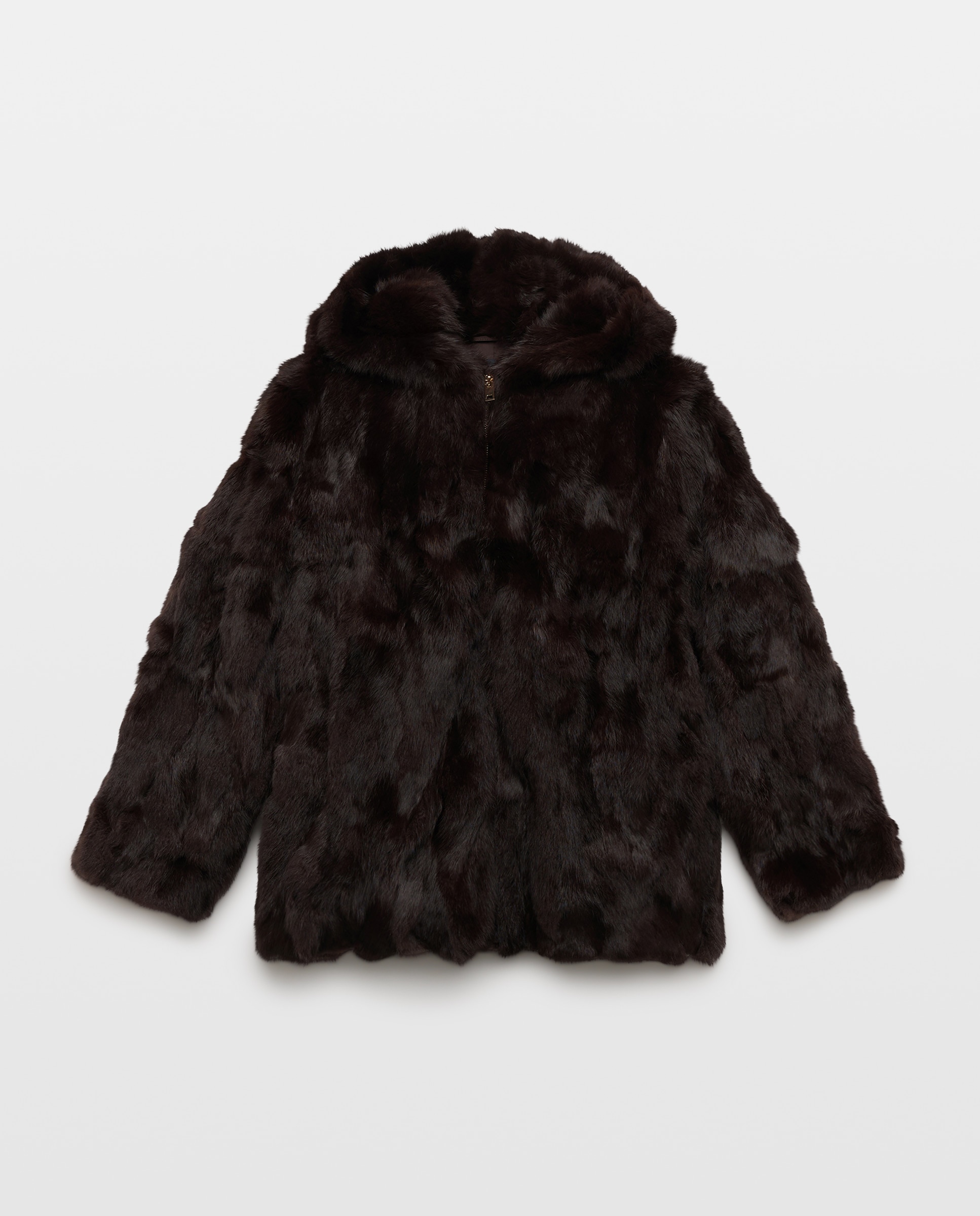 Chaquetón de mujer de pelo de conejo con capucha - Woman El Corte Inglés - Chocolate Chocolate-5