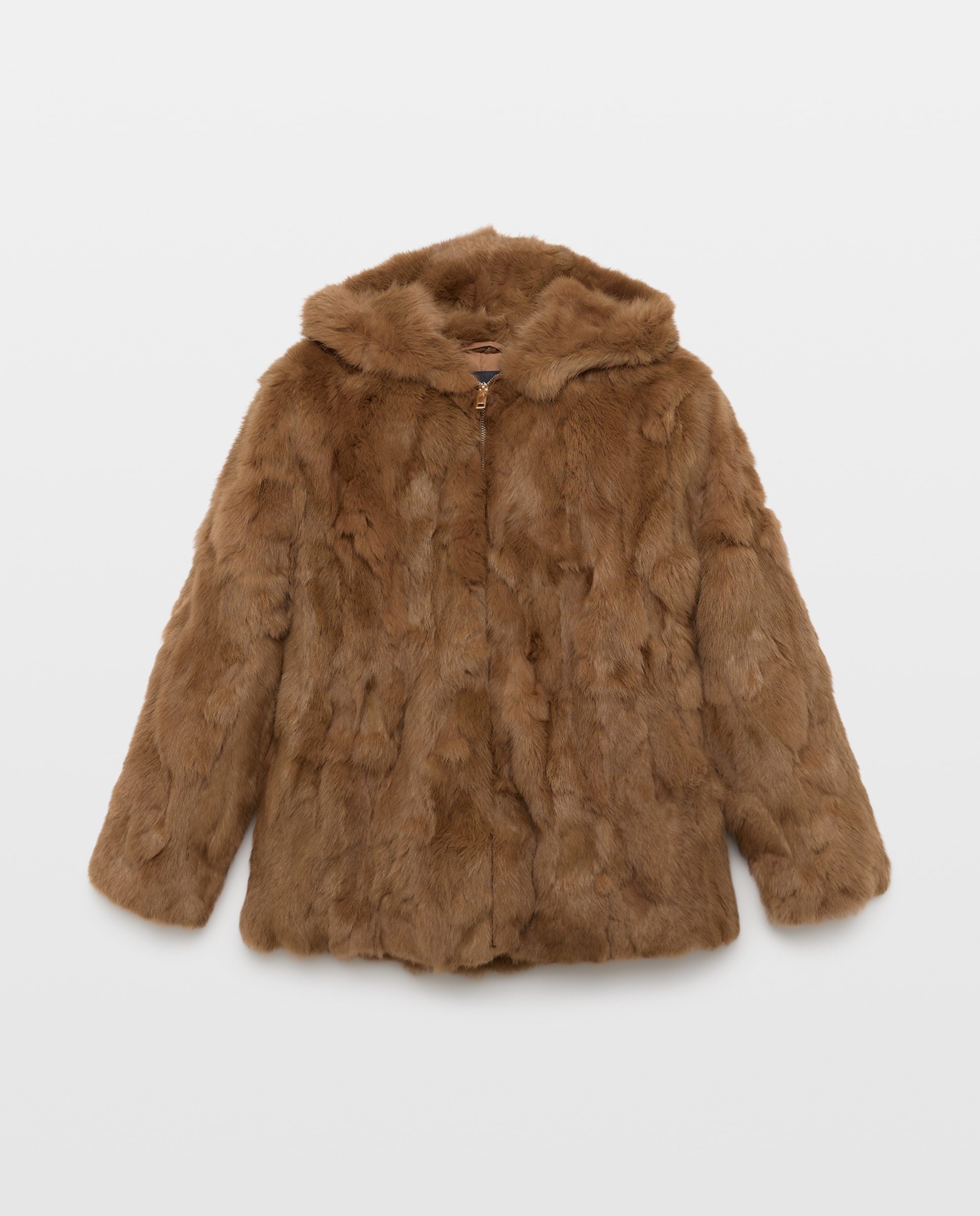 Chaquetón de mujer de pelo de conejo con capucha - Woman El Corte Inglés - 740 Tabaco 740 Tabaco-5