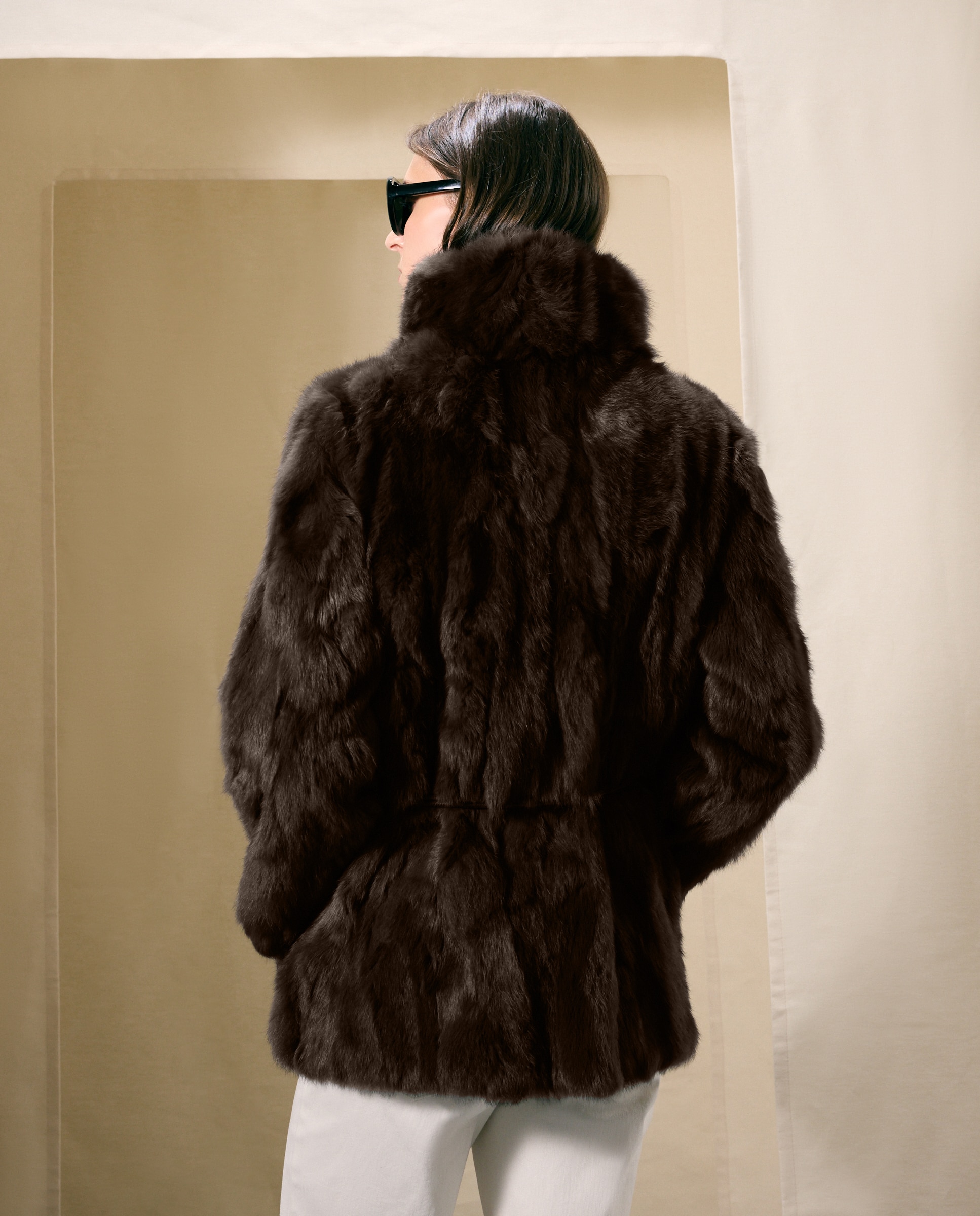 Chaquetón de mujer de pelo de conejo con cinturón - Woman El Corte Inglés - Visón oscuro Visón oscuro-4