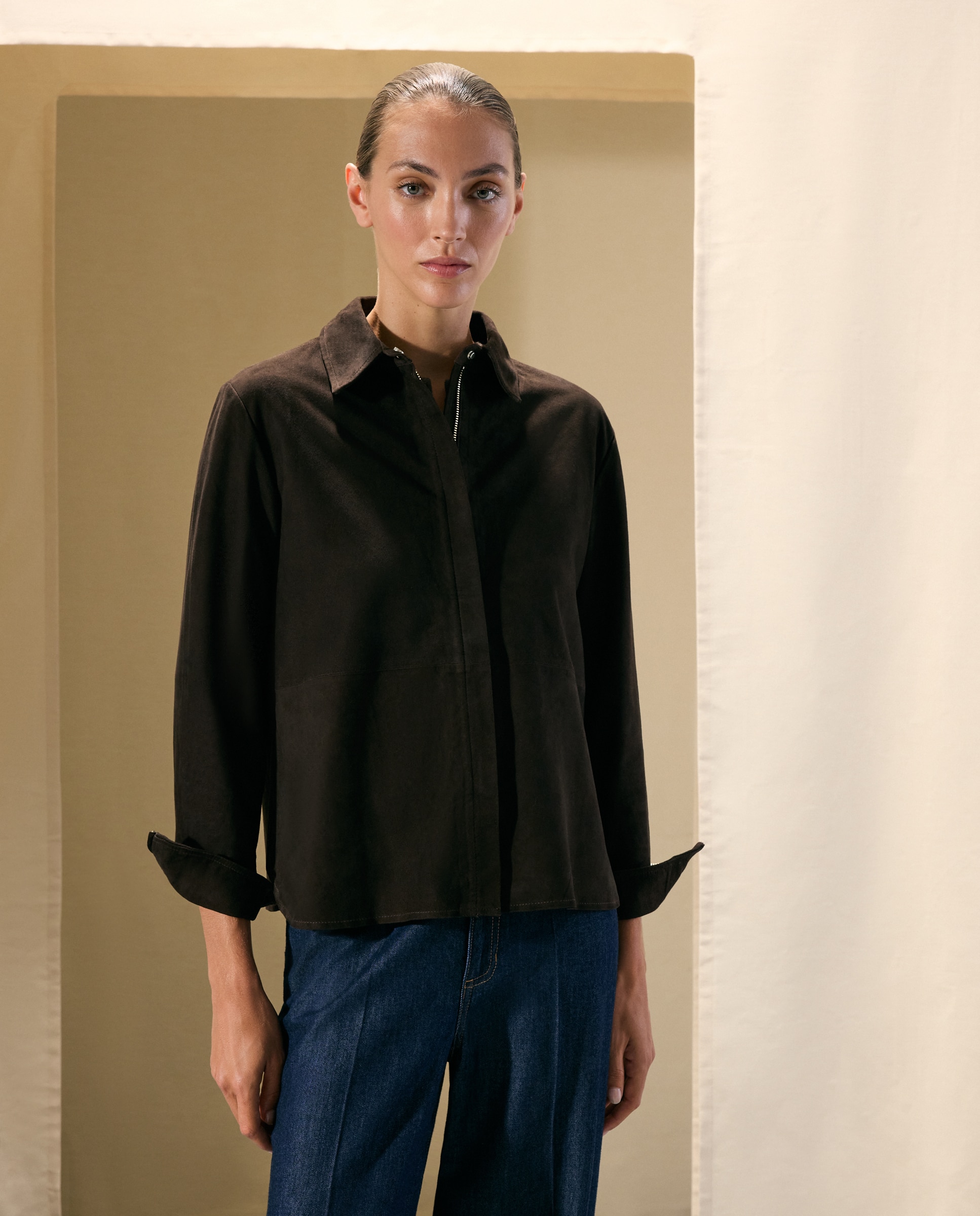 Sobrecamisa de mujer de ante - Woman El Corte Inglés - Chocolate Chocolate-1
