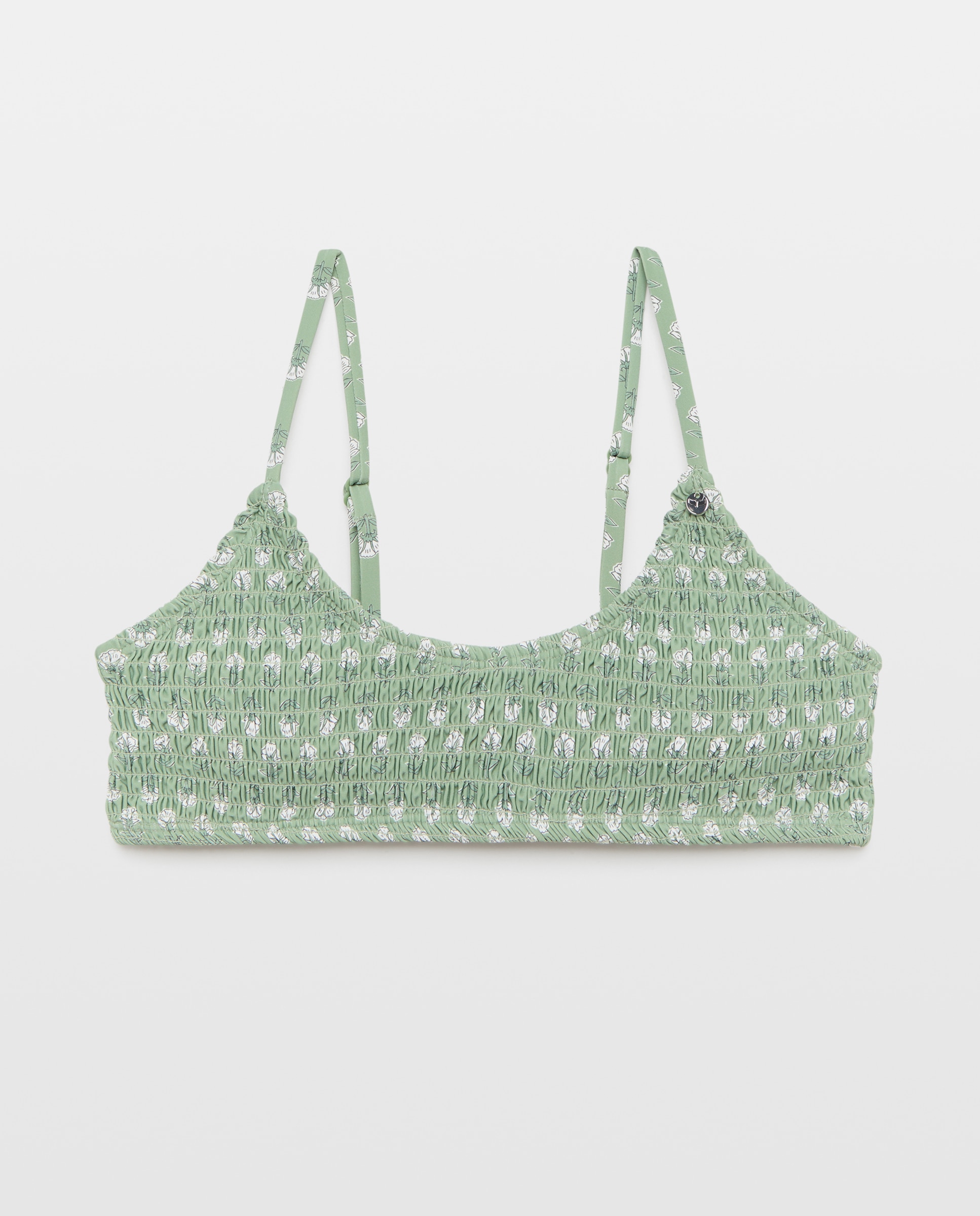 Top de Biquíni com Smock Floral 520 Caqui-4