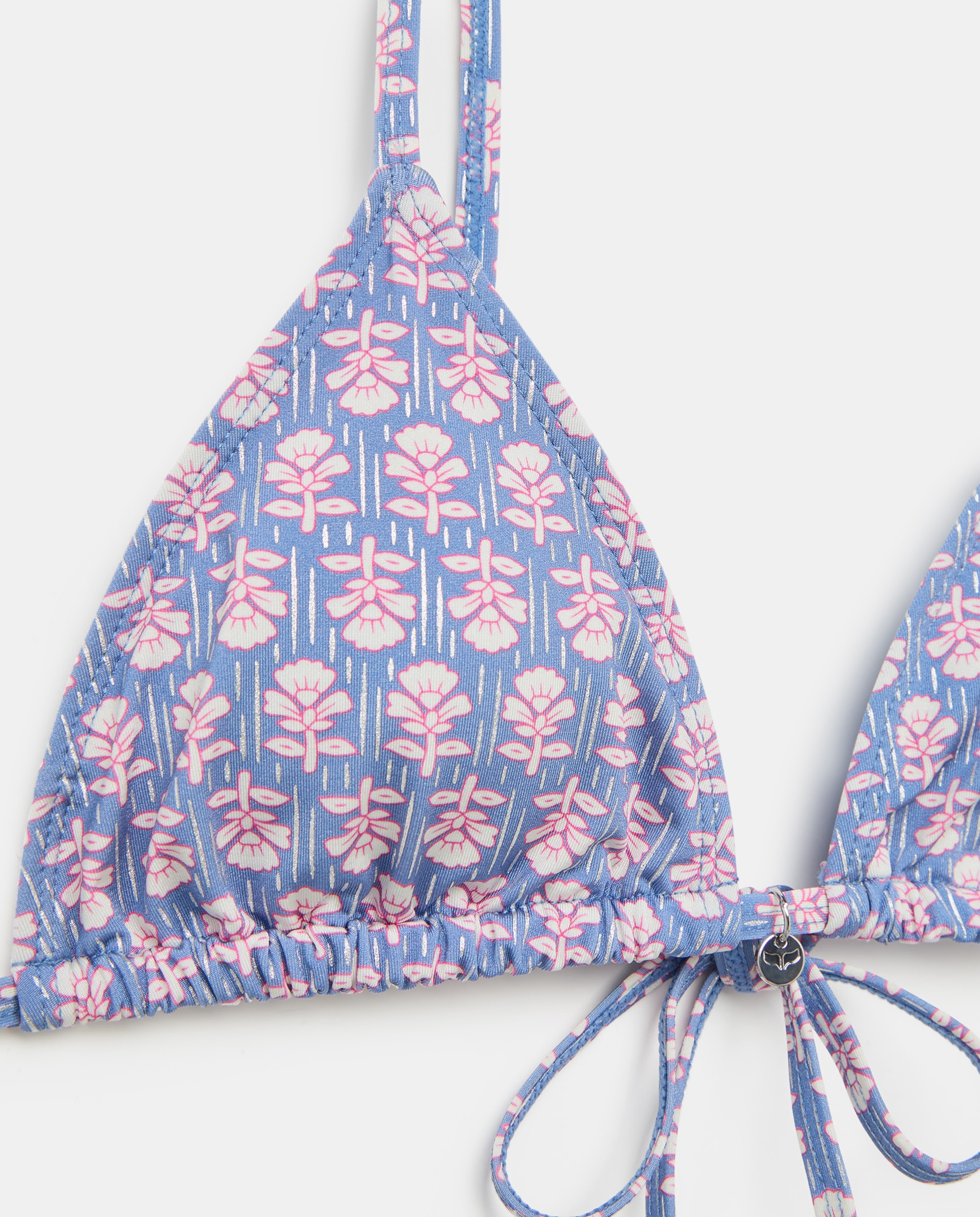 Top de Biquíni com Estampado e Glitter 400 Azul-5