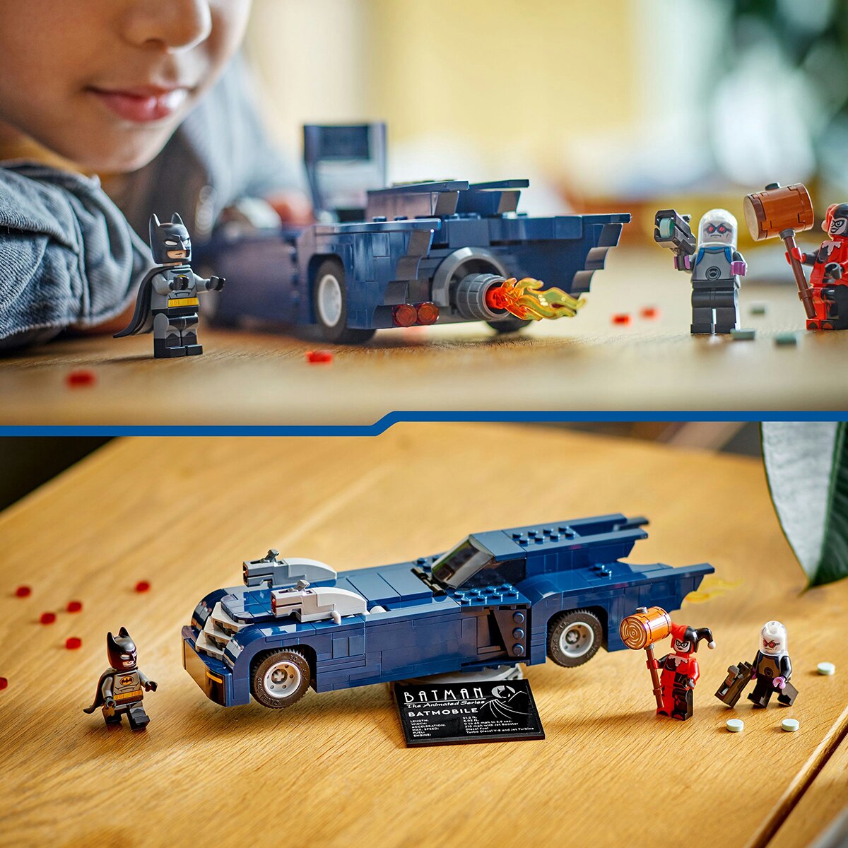 Juguete de construcción Batman con Batmóvil vs. Harley Quinn y Mr