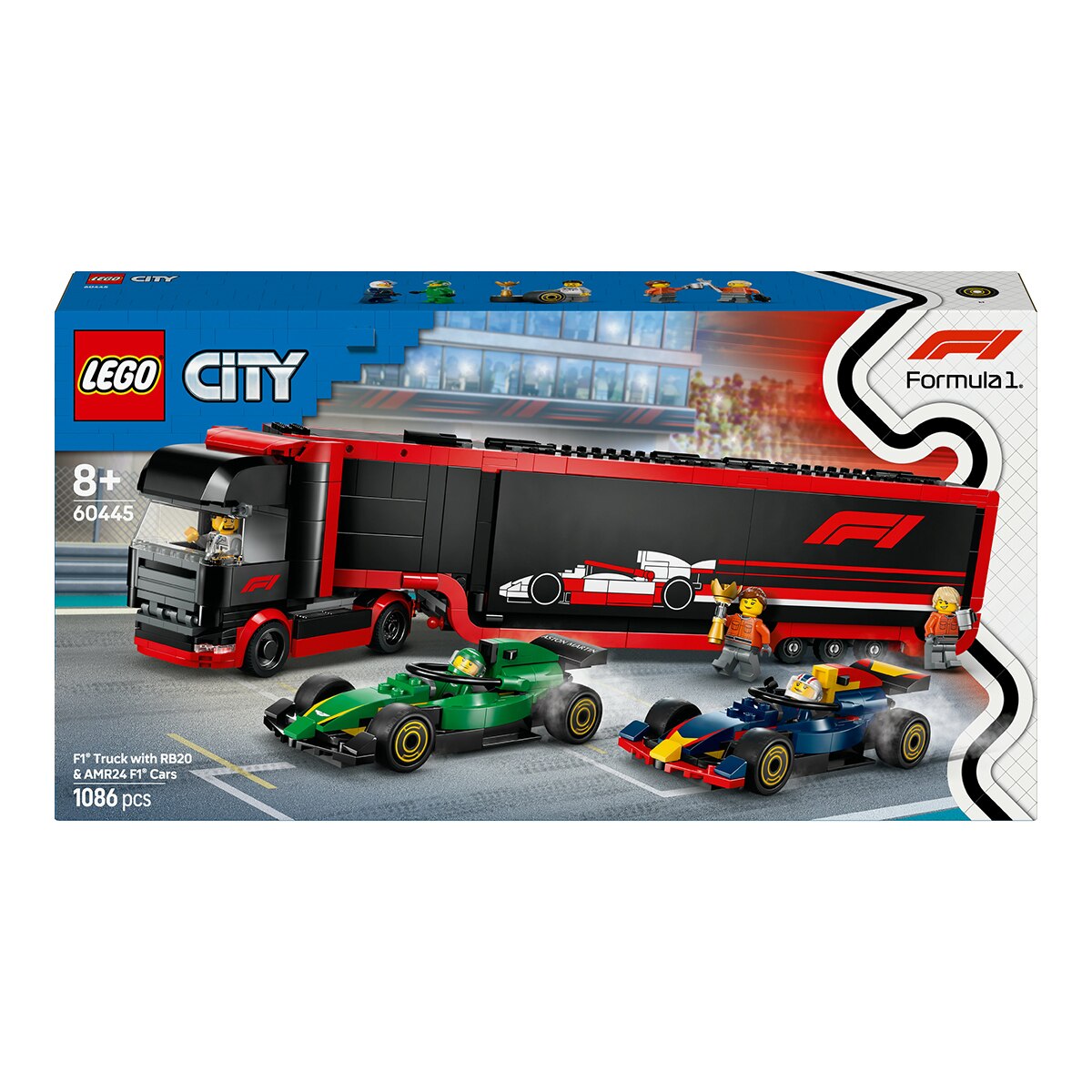 Imagen 0 de Juego de construcción Camión de F1® con Coches de F1® RB20 y AMR24 LEGO City - 60445 (Reacondicionado Grado A)