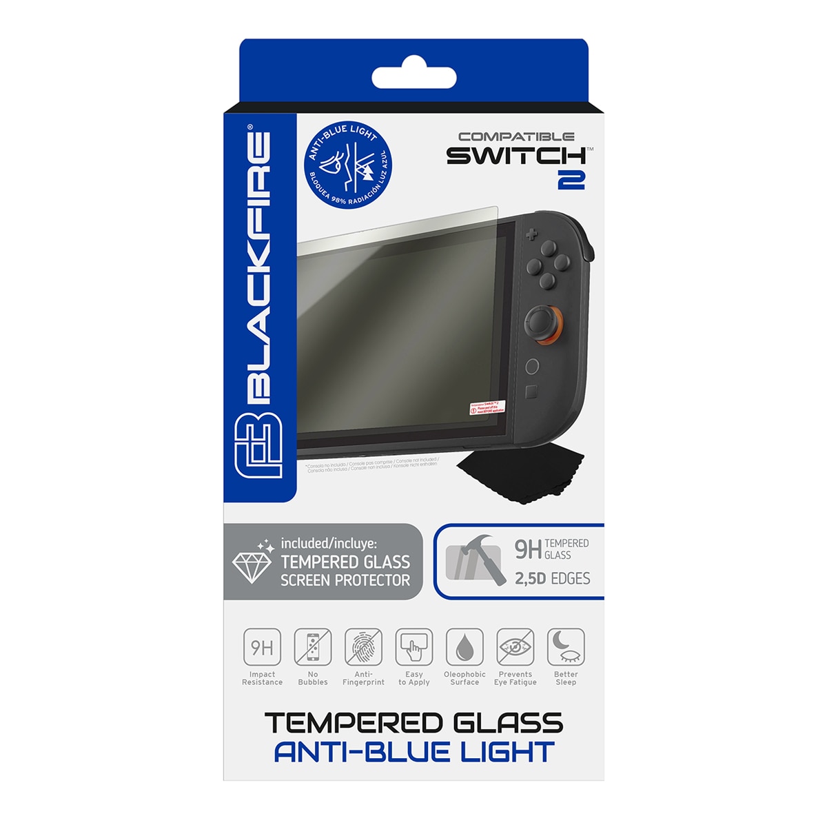 Protector de pantalla Blackfire de cristal templado 9H con filtro anti blue light para Nintendo Switch 2 3