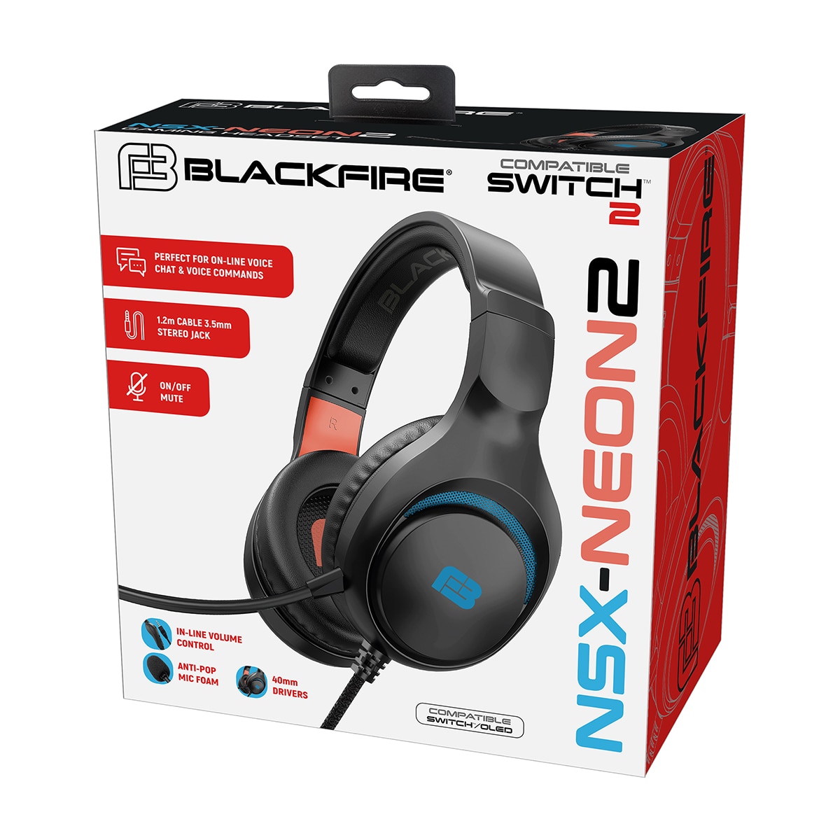 Auriculares Gaming Blackfire NSX-Neon 2 para Nintendo Switch 2 3