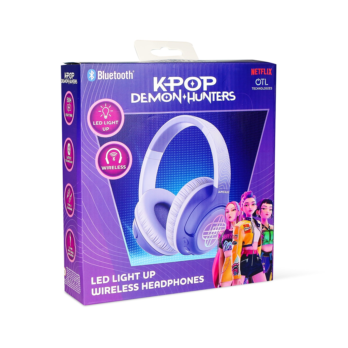 Auriculares de diadema bluetooth con luz LED KPOP Demon Hunters 3