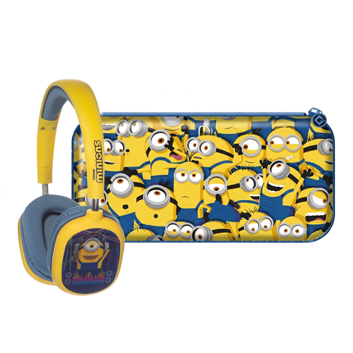 Pack Minions de Auriculares Bluetooth y Funda Protectora Lazerbuilt para Switch 2.