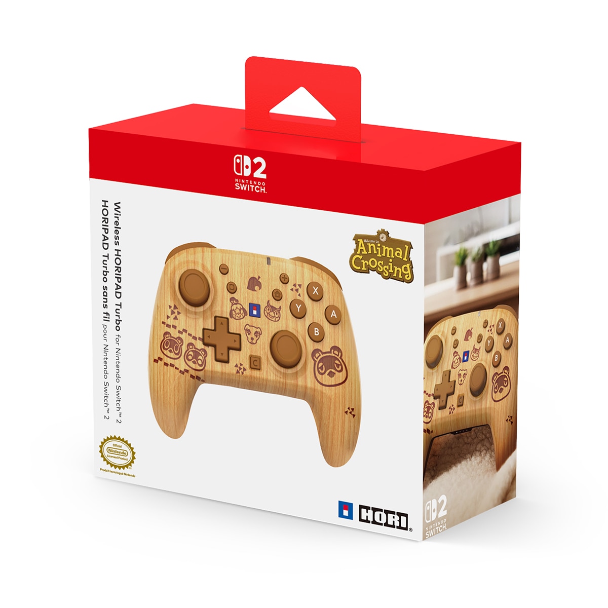 Mando inalámbrico Hori Pad Turbo Animal Crossing para Nintendo Switch 2 Madera-6