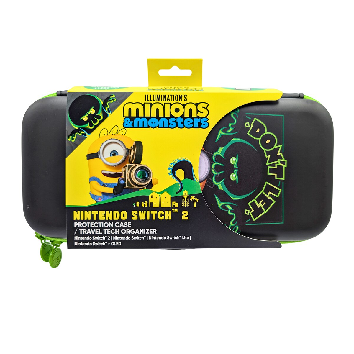 Funda de transporte rígida Lazerbuilt Minions Monster para Nintendo Switch 2 Negro / Verde-2