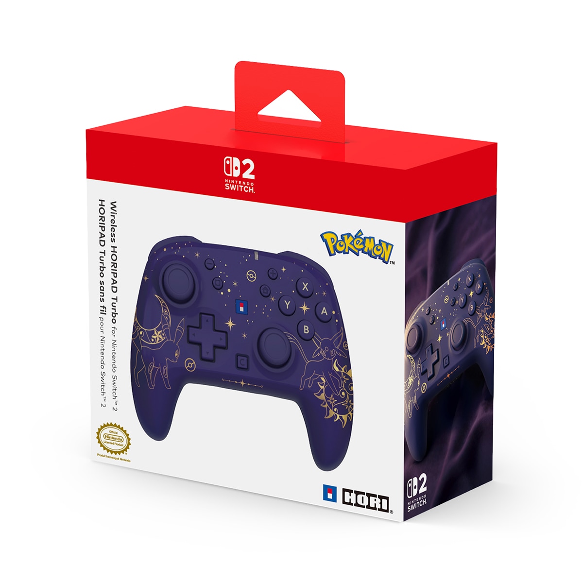 Mando inalámbrico HORIPAD Turbo (Espeon y Umbreon) para Nintendo Switch 2 - Licencia oficial Púrpura-6