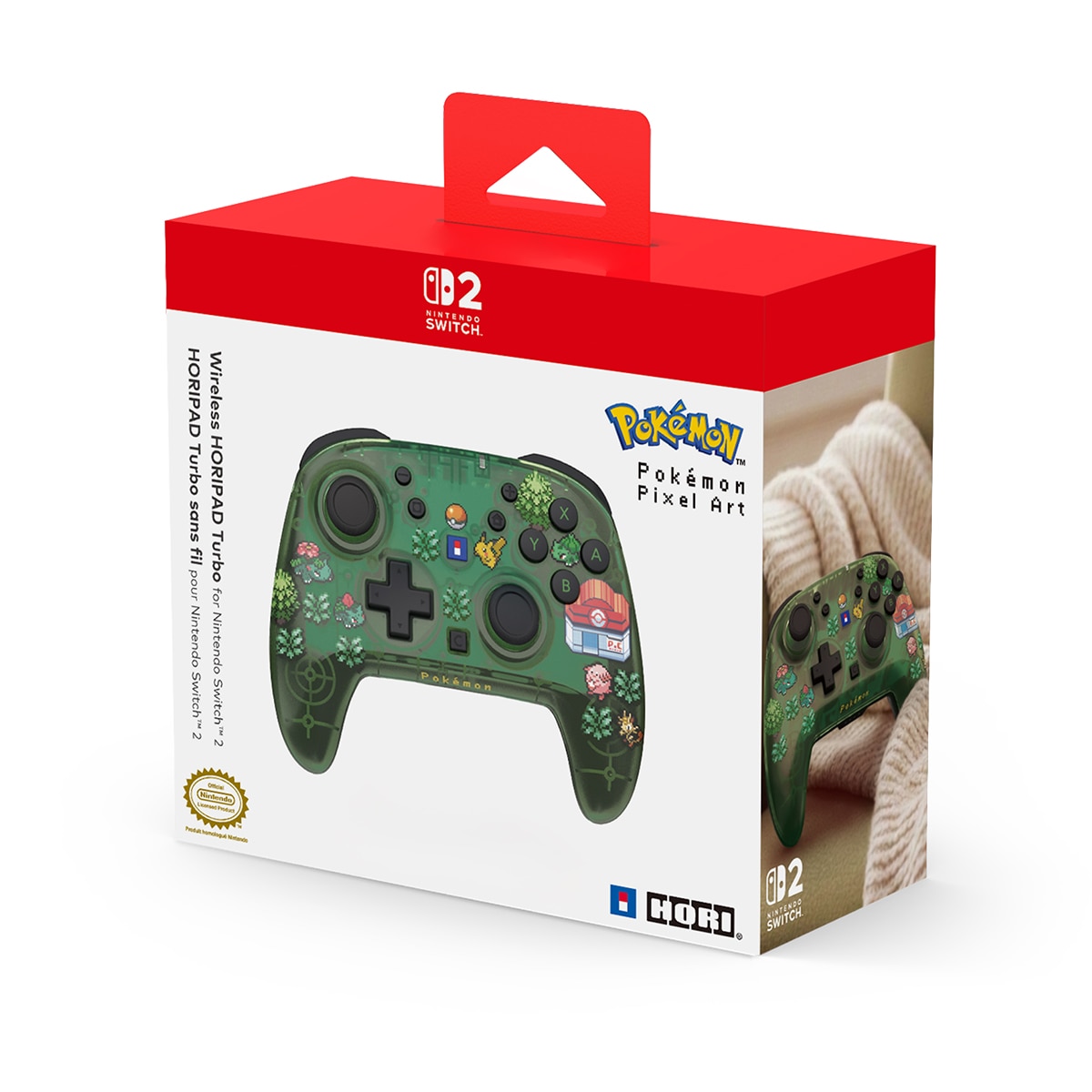 Mando inalámbrico HORIPAD Turbo Pokémon Píxel Verde para Nintendo Switch 2 6