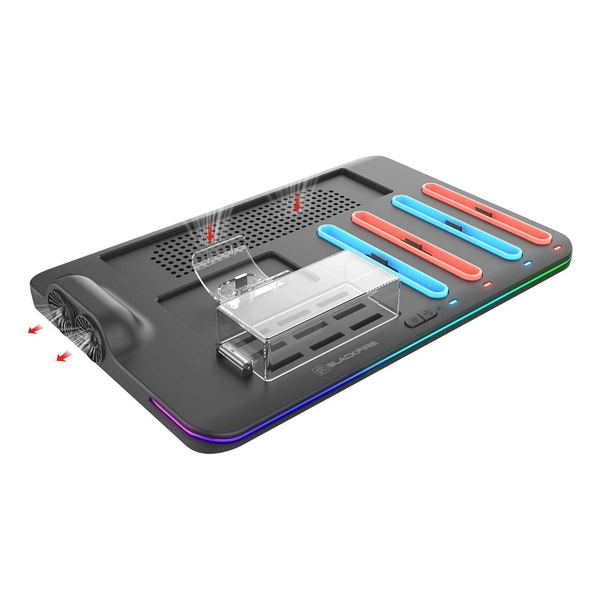 Imagen 2 de Base de carga RGB Ardistel Blackfire para 4 Joycons Nintendo Switch 2 Negro