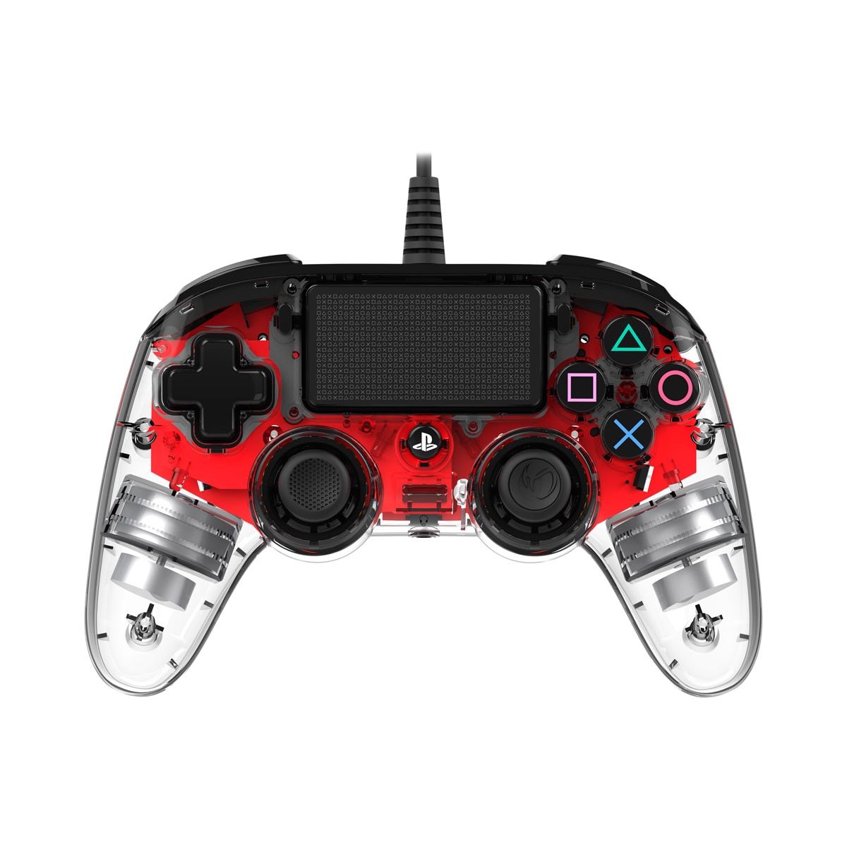 Mando con cable (rojo transparente iluminado) Nacon para PS4 y PC 2
