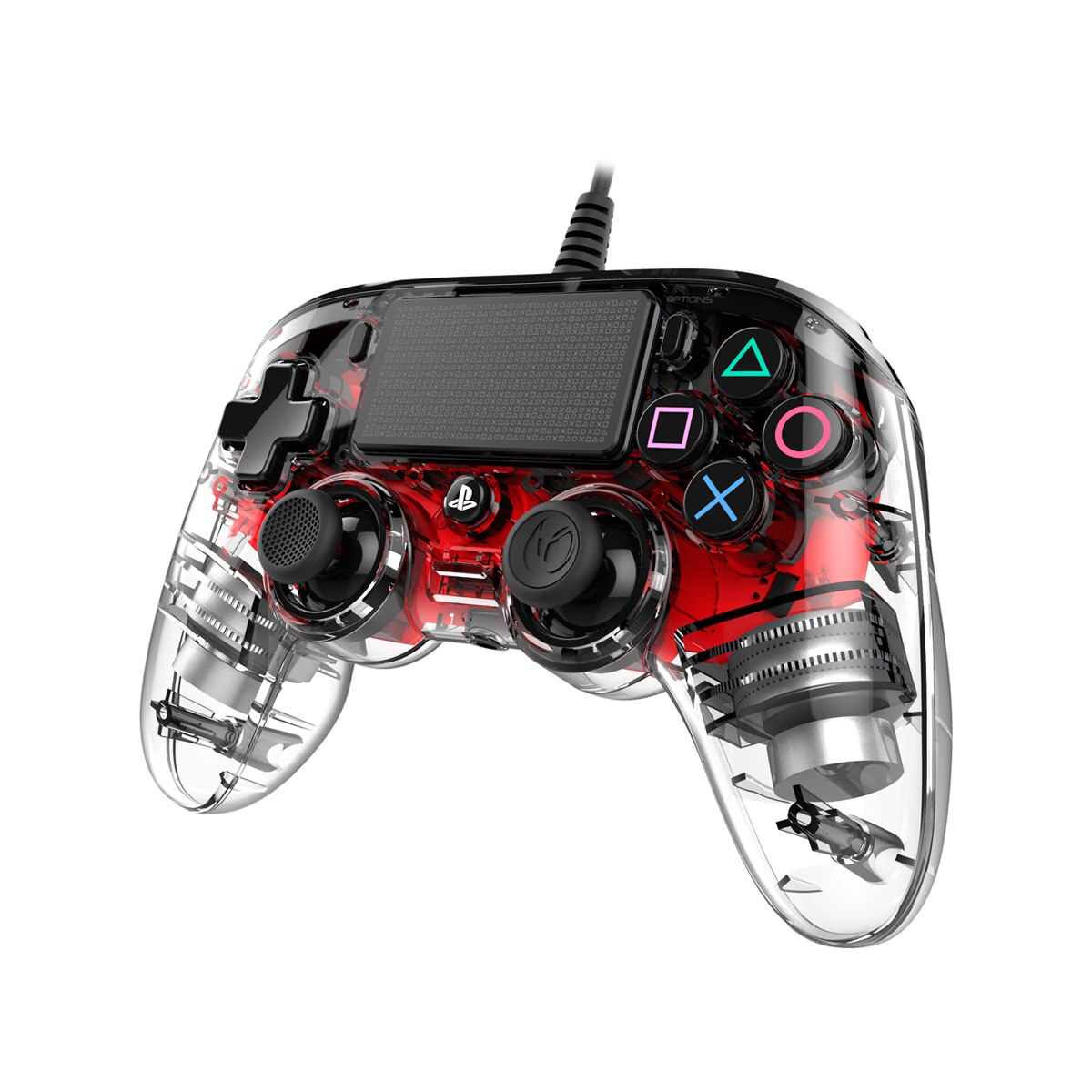 Mando con cable (rojo transparente iluminado) Nacon para PS4 y PC 3