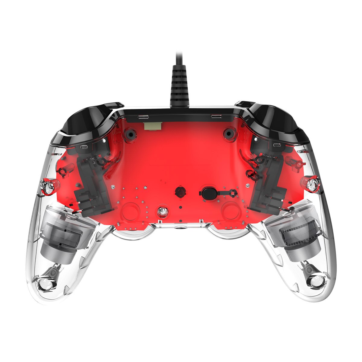 Mando con cable (rojo transparente iluminado) Nacon para PS4 y PC 4