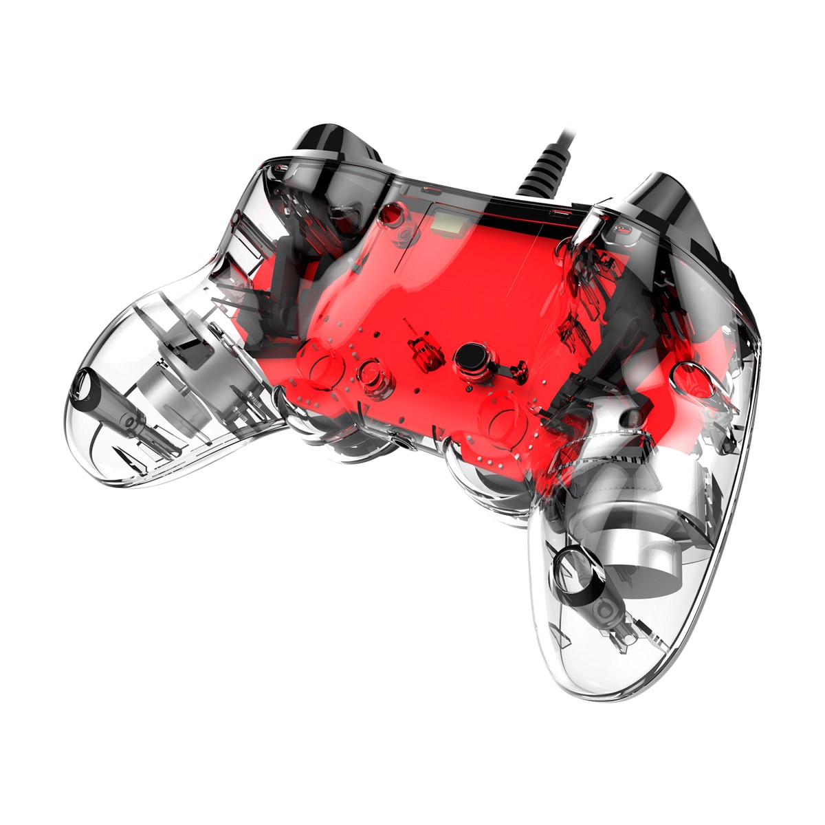 Mando con cable (rojo transparente iluminado) Nacon para PS4 y PC 5