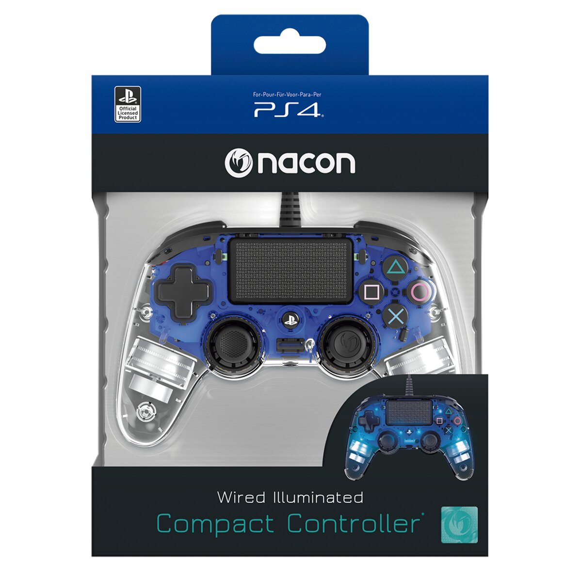 Comando Wired Compact Controller Iluminado Azul Transparente - PlayStation 4 7