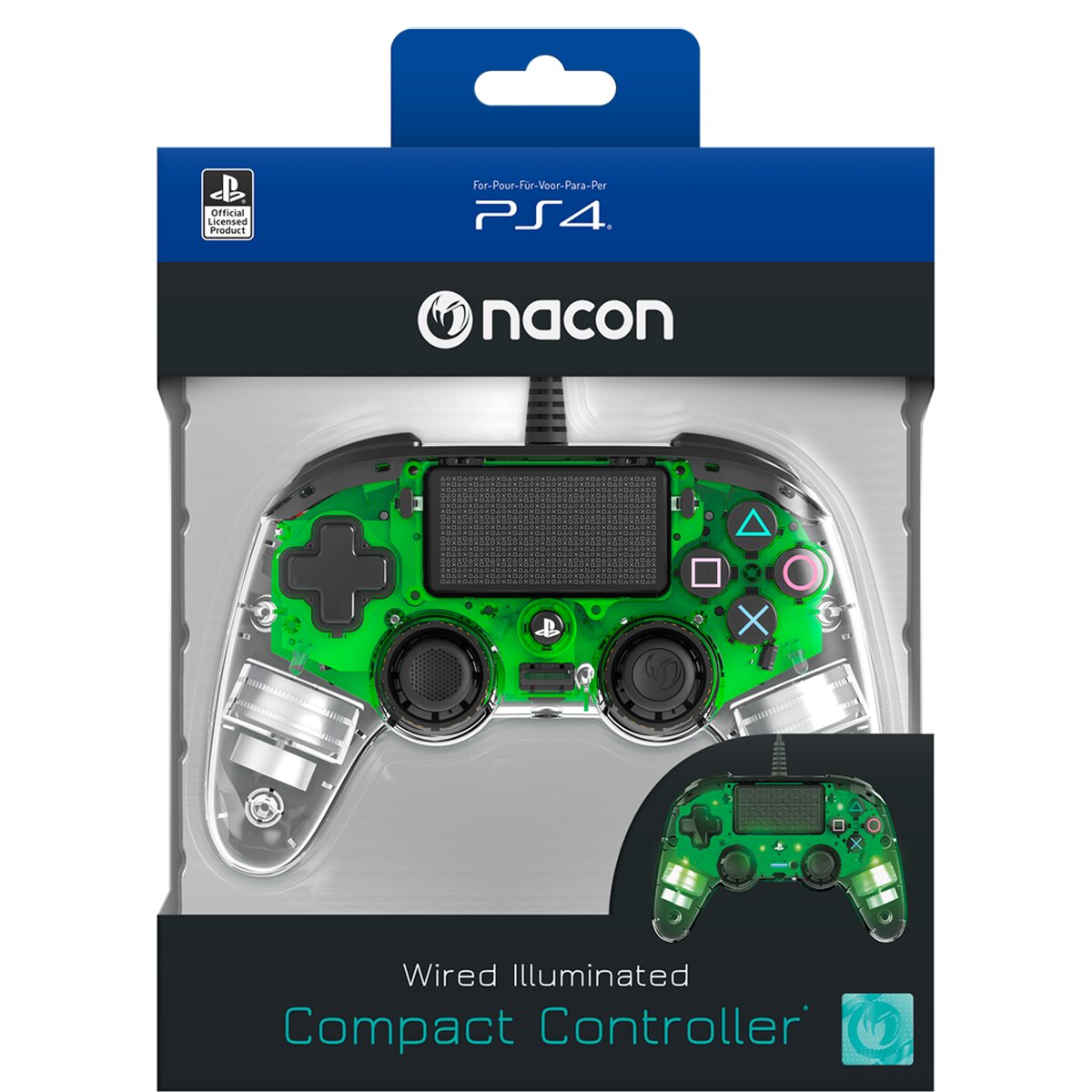 Comando Wired Compact Controller Iluminado Verde Transparente - PlayStation 4 7