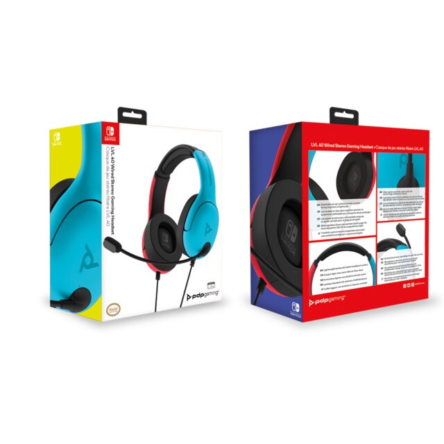 Auscultadores LVL40 com Fio para Nintendo Switch - Azul / Vermelho 3