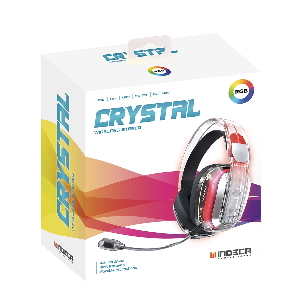 Auriculares gaming inalámbricos Indeca Crystal multiplataforma 3