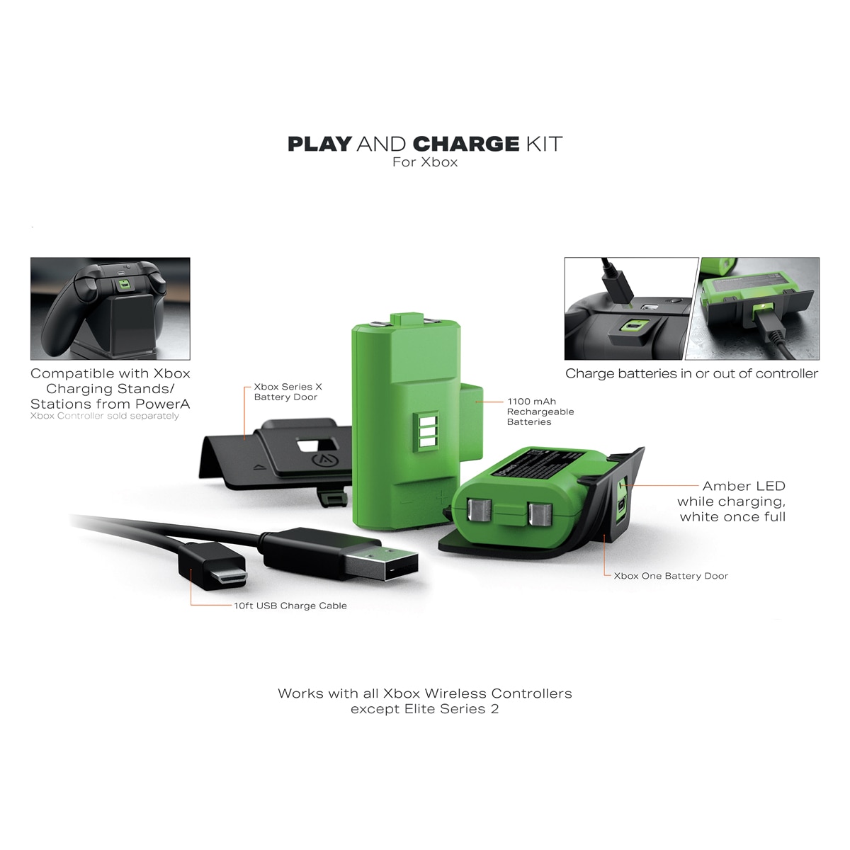 Pacote Charge and Play com duas baterias para comandos da Série Xbox X 4