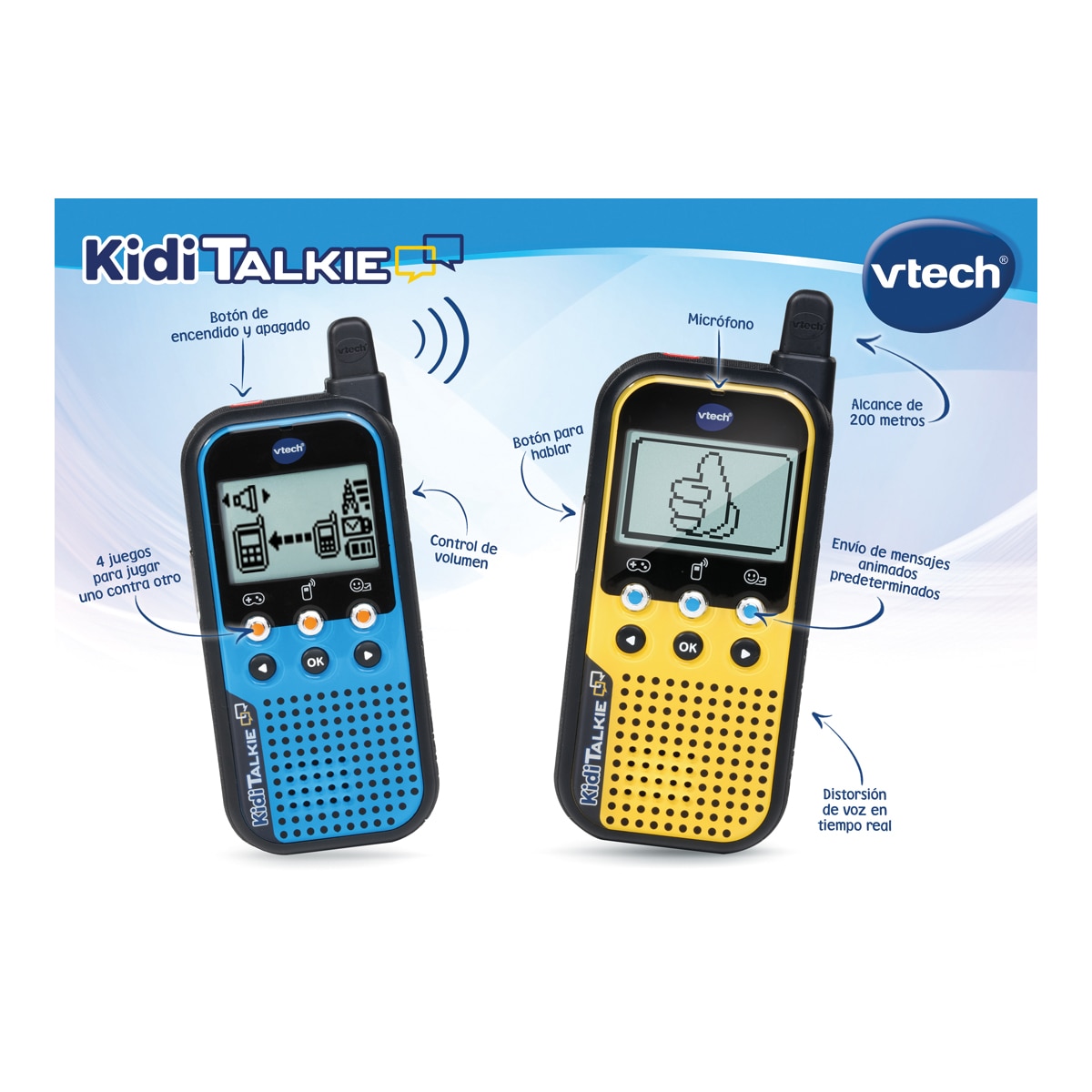KidiTalkie 6 en 1 color azul, Walkie-Talkie para niños, conversaciones seguras y privadas para hablar a distancia VTech 3