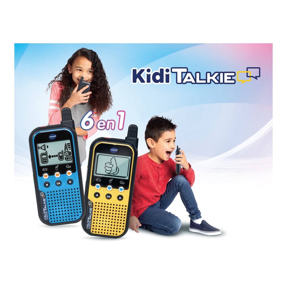 KidiTalkie 6 en 1 color azul, Walkie-Talkie para niños, conversaciones seguras y privadas para hablar a distancia VTech 4