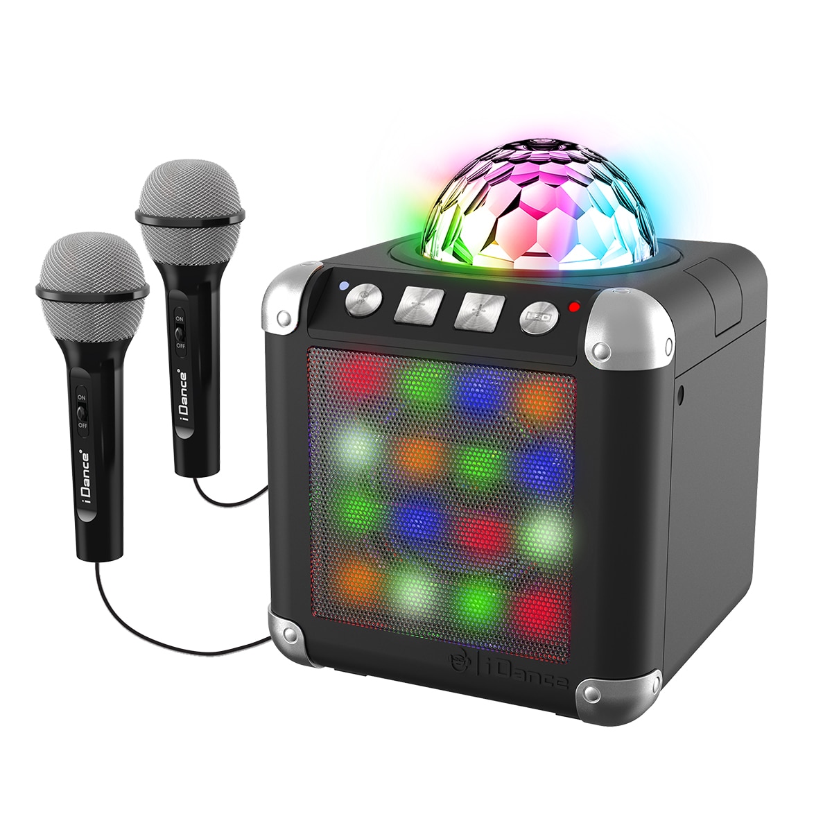 Karaoke con dos micrófonos, amplificador, luces led y disco Ball Cube Sing 300 Dance 2