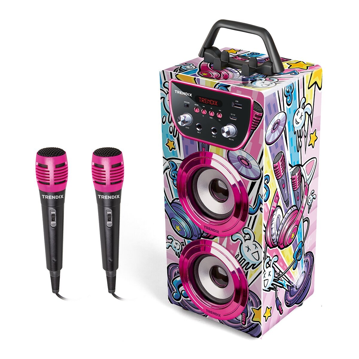 World Brands – Altavoz Karaoke Trendix dos microfonos, efecto eco..