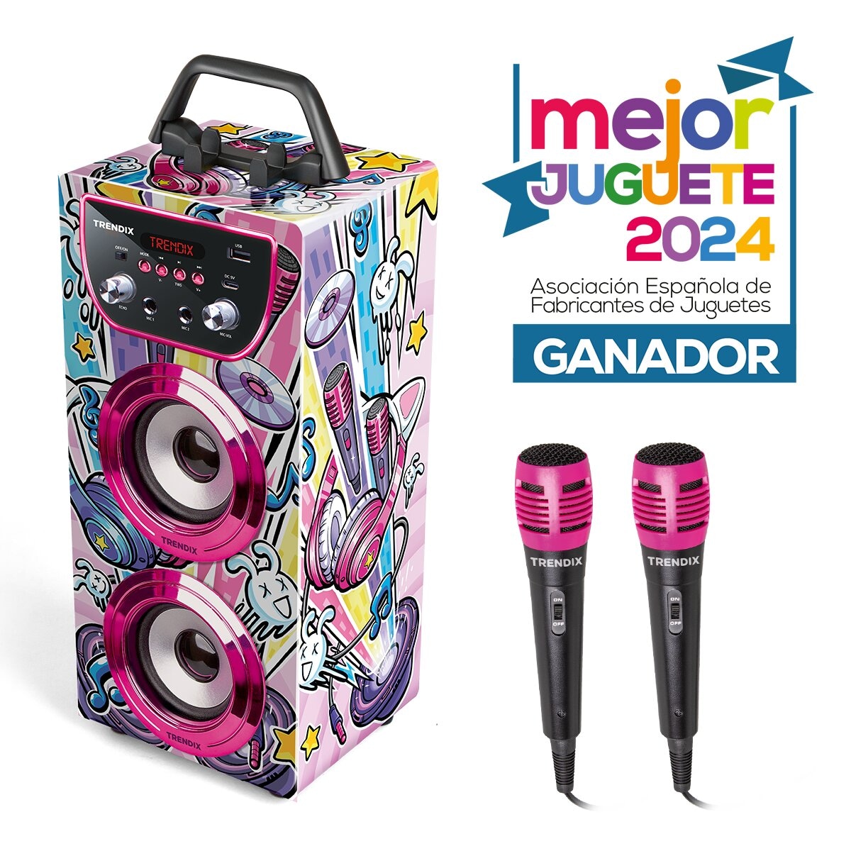 Altavoz Karaoke Trendix dos microfonos, efecto eco. 5