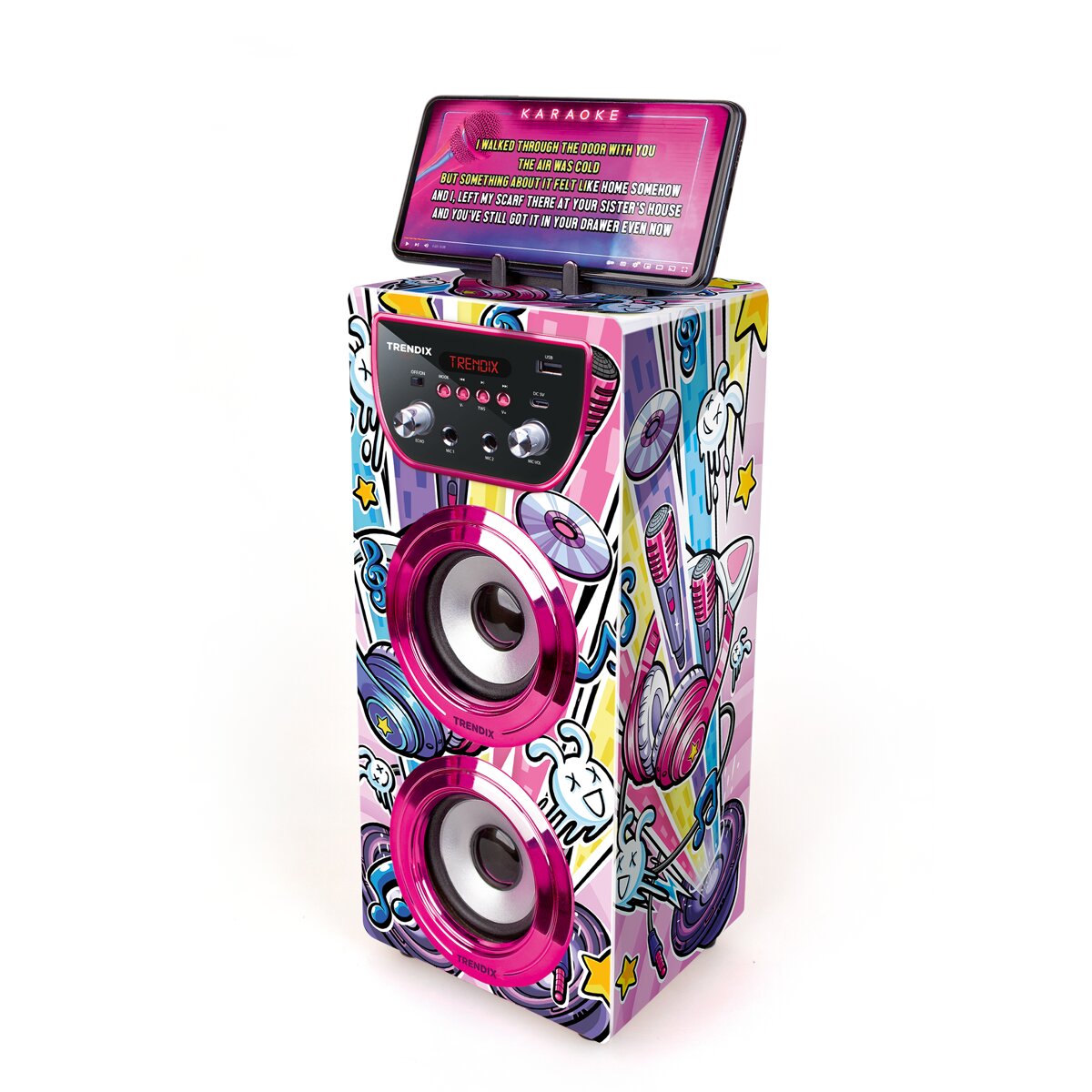 Altavoz Karaoke Trendix dos microfonos, efecto eco. 6