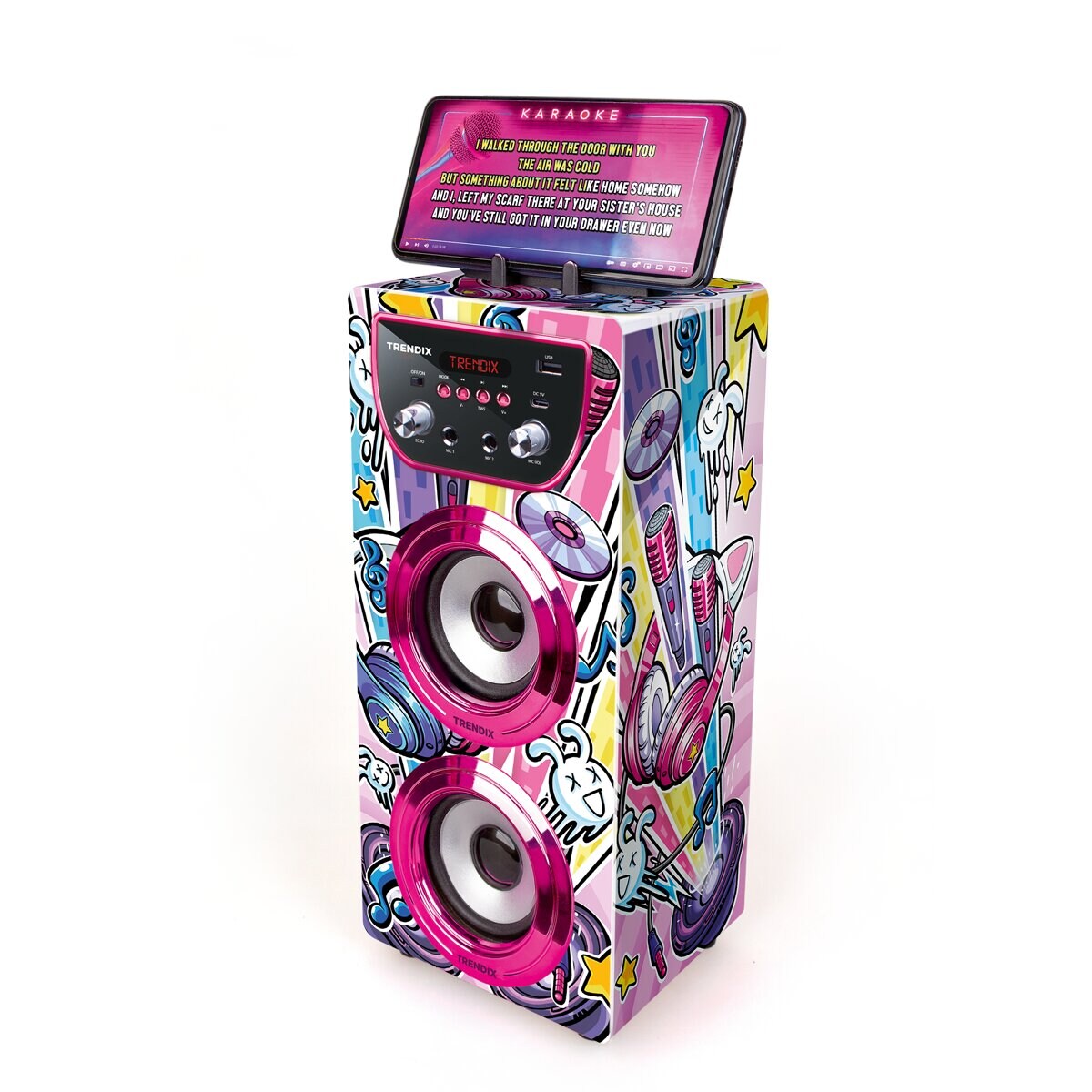 Altavoz Karaoke Trendix dos microfonos, efecto eco. 6