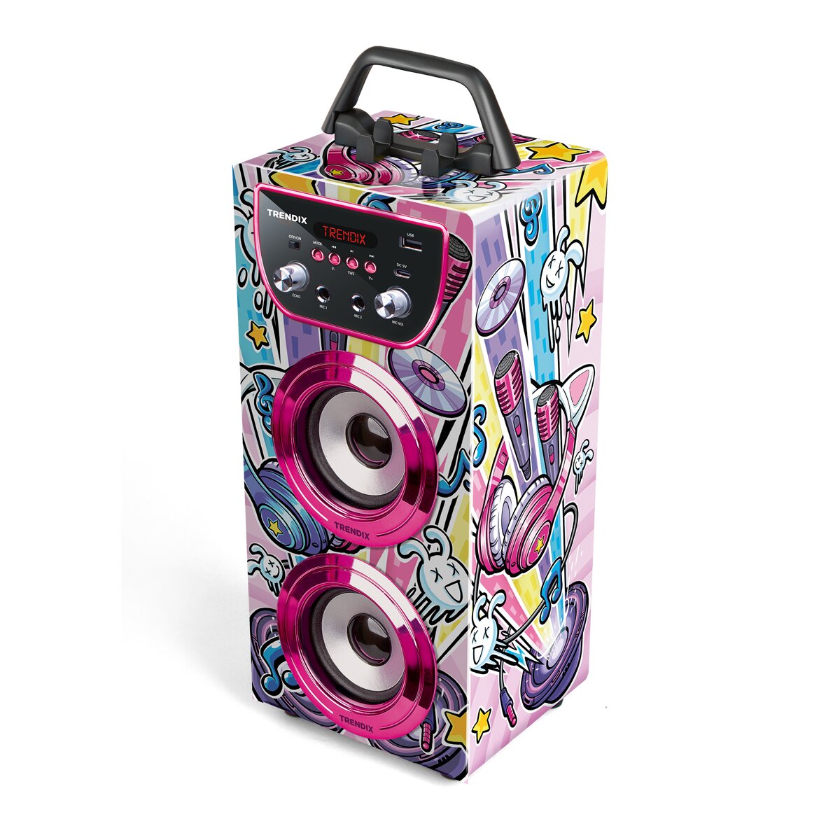 Altavoz Karaoke Trendix dos microfonos, efecto eco. 7