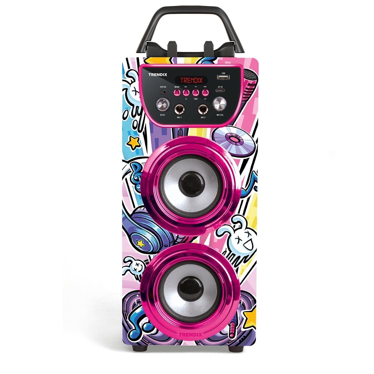 Altavoz Karaoke Trendix dos microfonos, efecto eco. 8