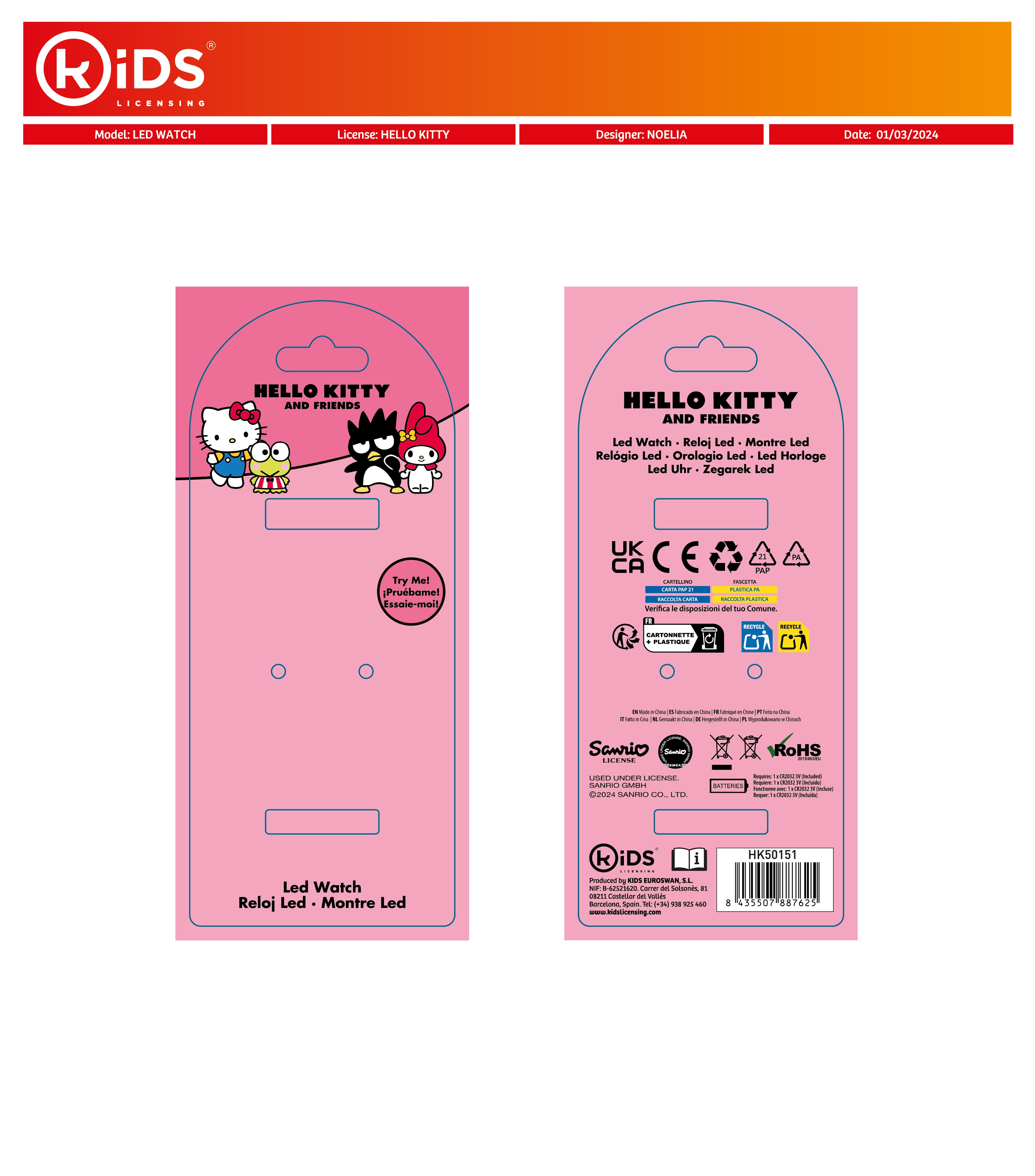 Reloj Led Hello Kitty Kids Licensing 3