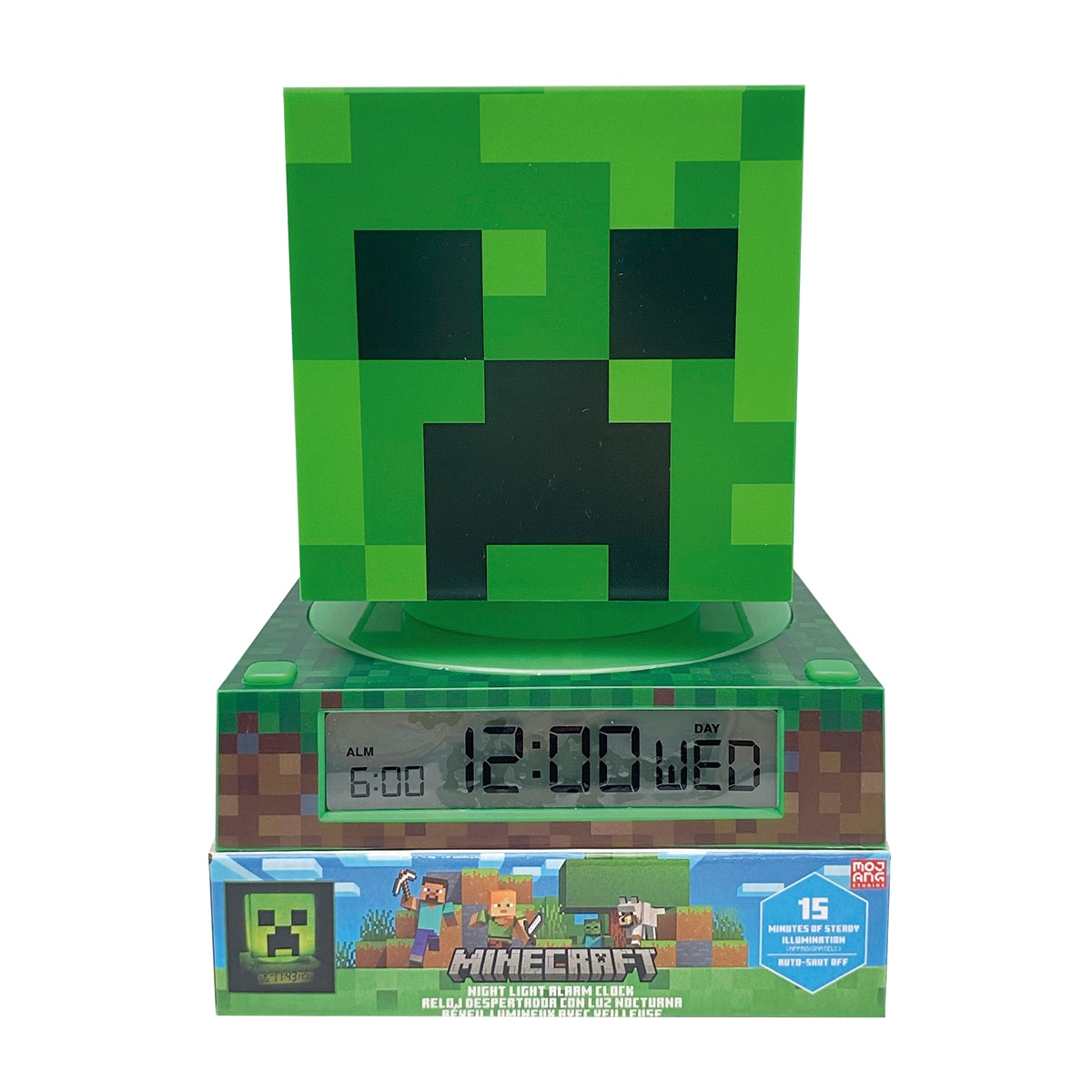 Minecraft – Lámpara 3D con despertardor y fecha Minecraft.