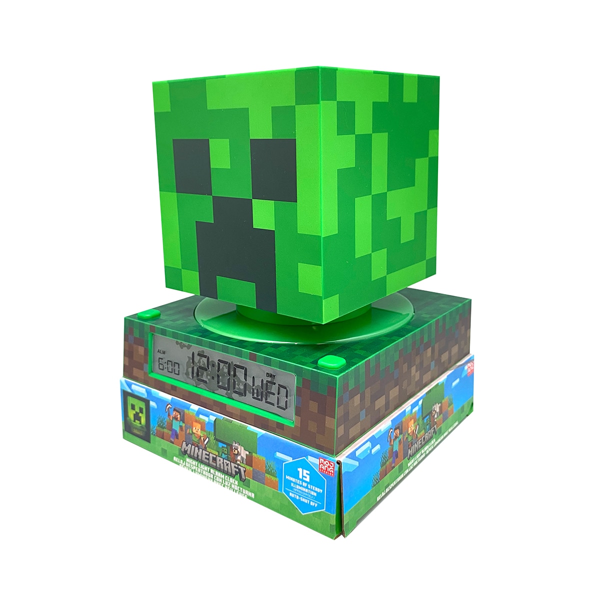 Lámpara 3D con despertardor y fecha Minecraft 2