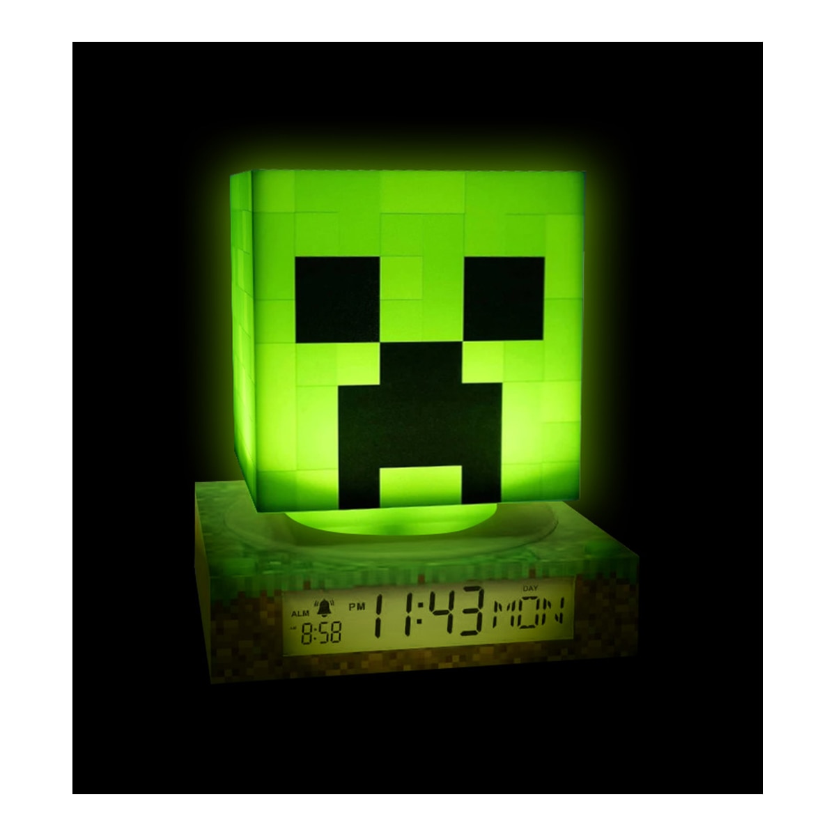 Lámpara 3D con despertardor y fecha Minecraft 6