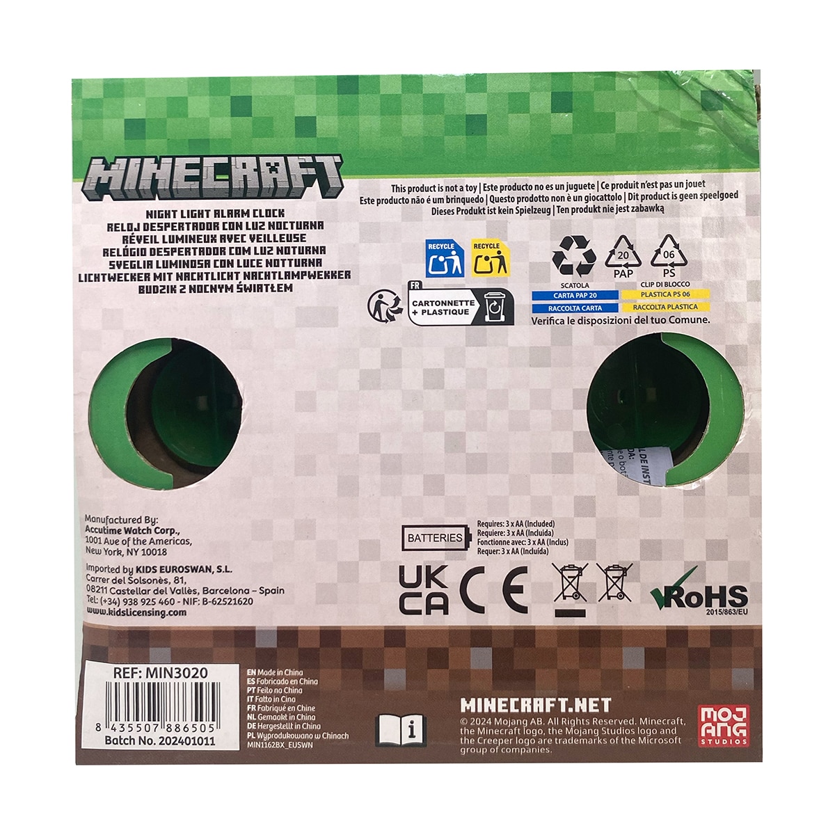 Lámpara 3D con despertardor y fecha Minecraft 7