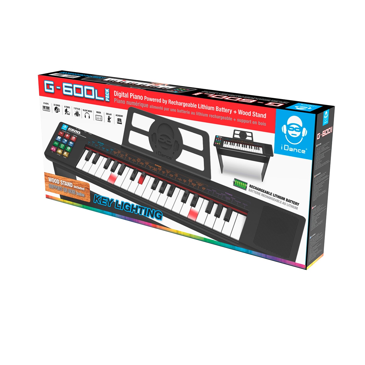 Teclado piano luminoso 37 teclas con patas G 600L Idance 4