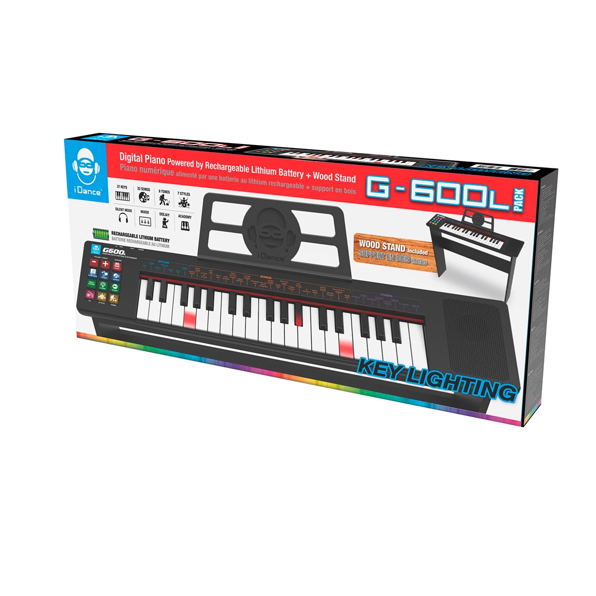Teclado piano luminoso 37 teclas con patas G 600L Idance 5