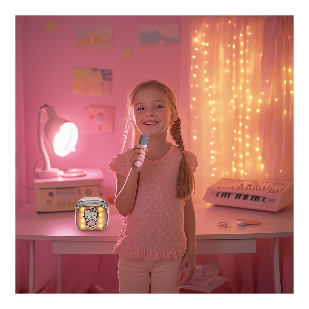 Hello Kitty Altavoz y micro karaoke con luz LED 9