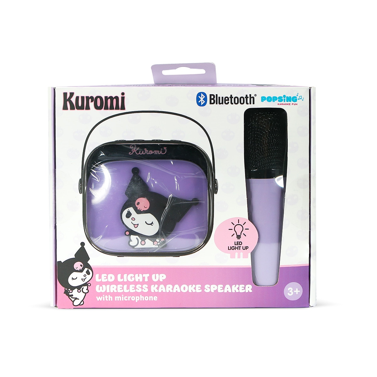 Kuromi altavoz y micro karaoke con luz LED 11
