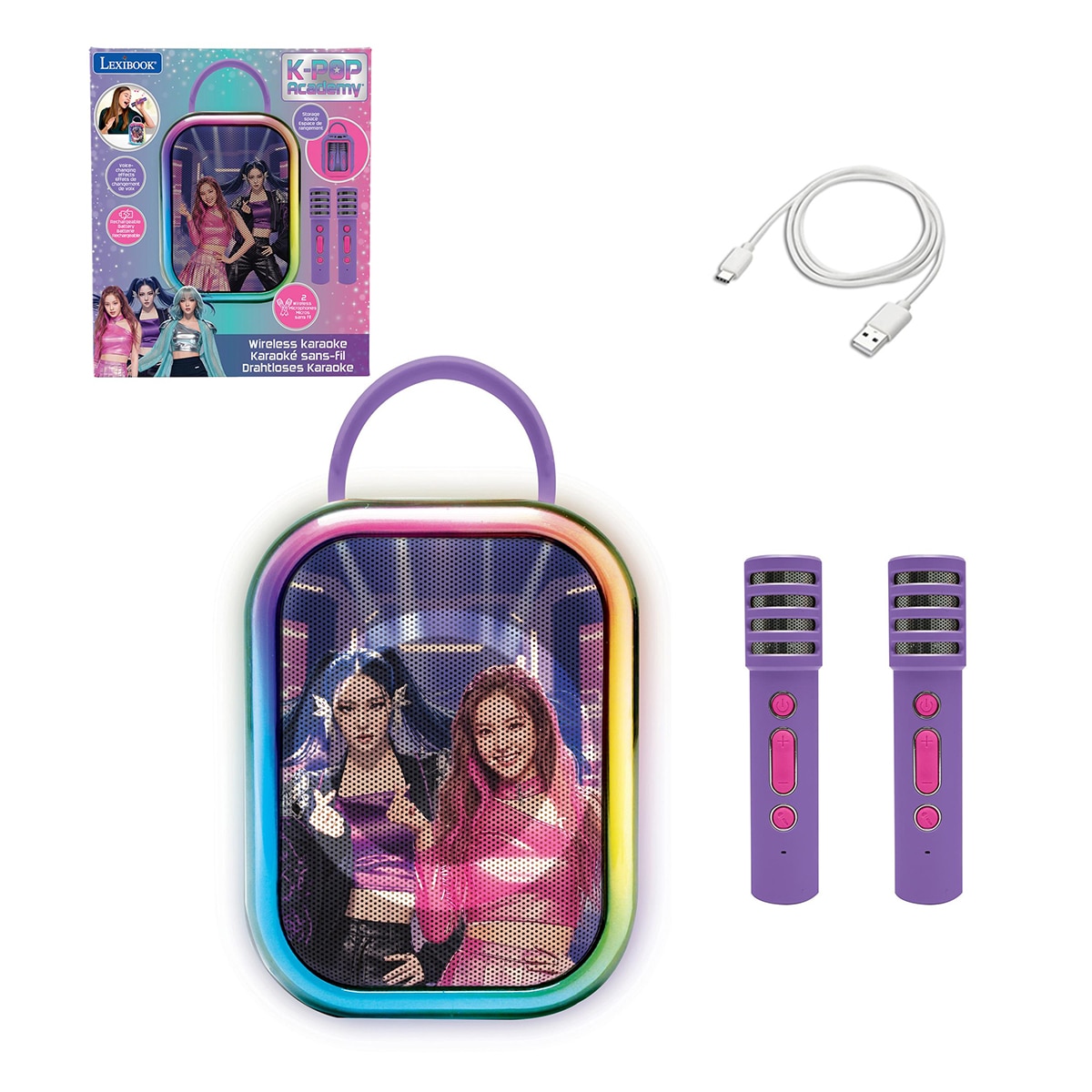 Lexibook - Karaoke K-POP Academy con 2 micrófonos inalámbricos Bluetooth Lexibook.