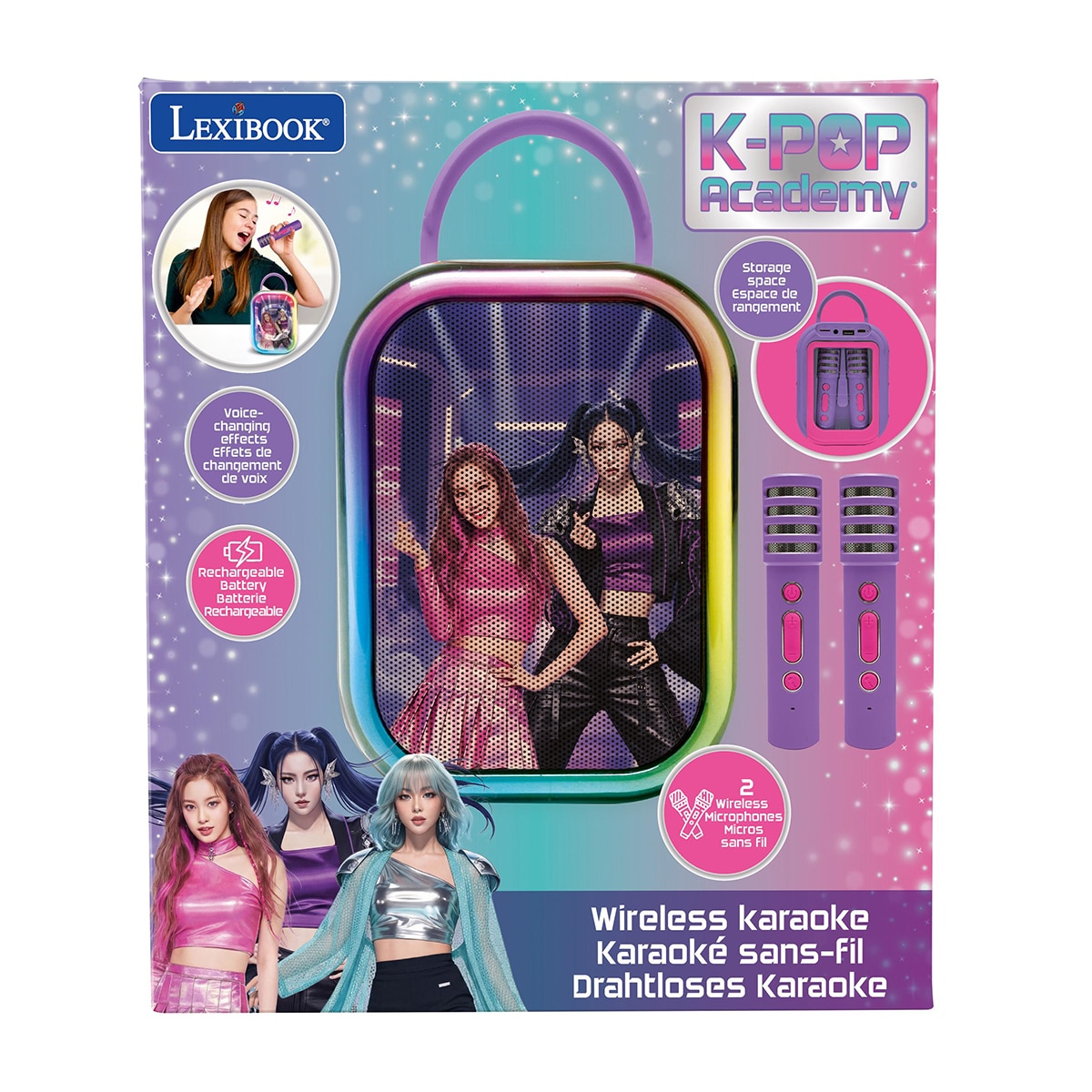Imagen 3 de Karaoke K-POP Academy con 2 micrófonos inalámbricos Bluetooth Lexibook